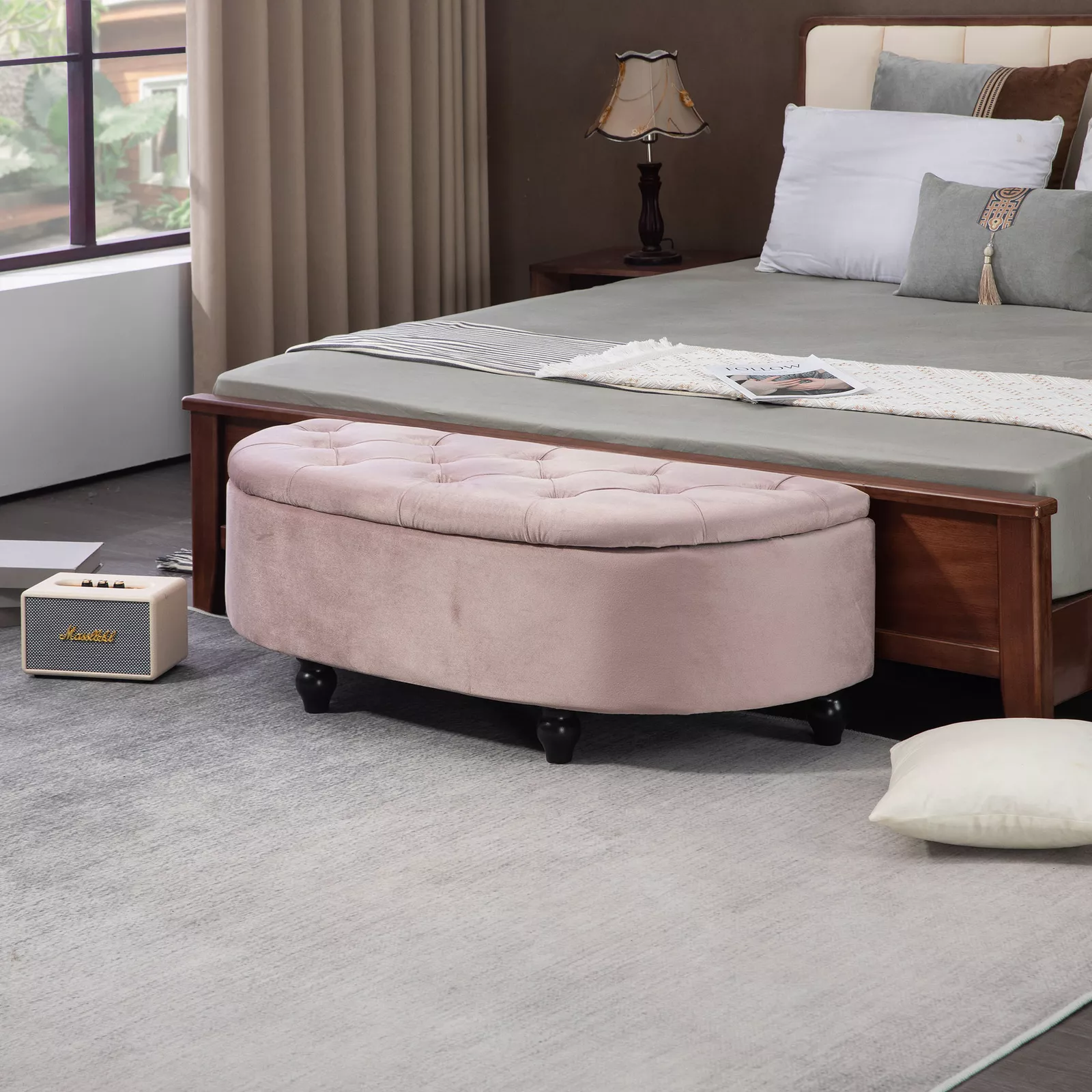 Elisa Velvet Bedroom Storage Ottoman Bench
