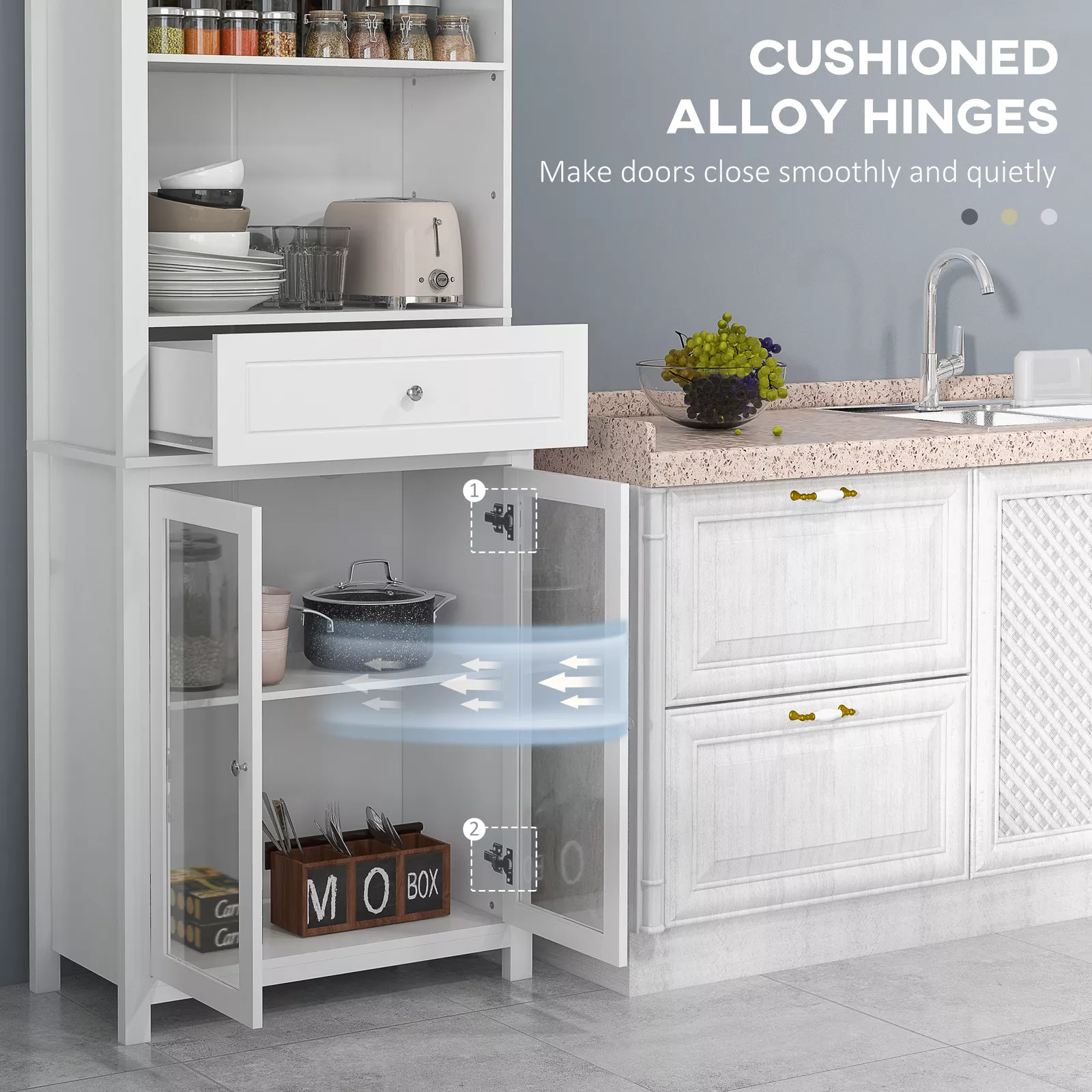 Elisa White Kitchen Pantry Storage Cabinet - Image 5