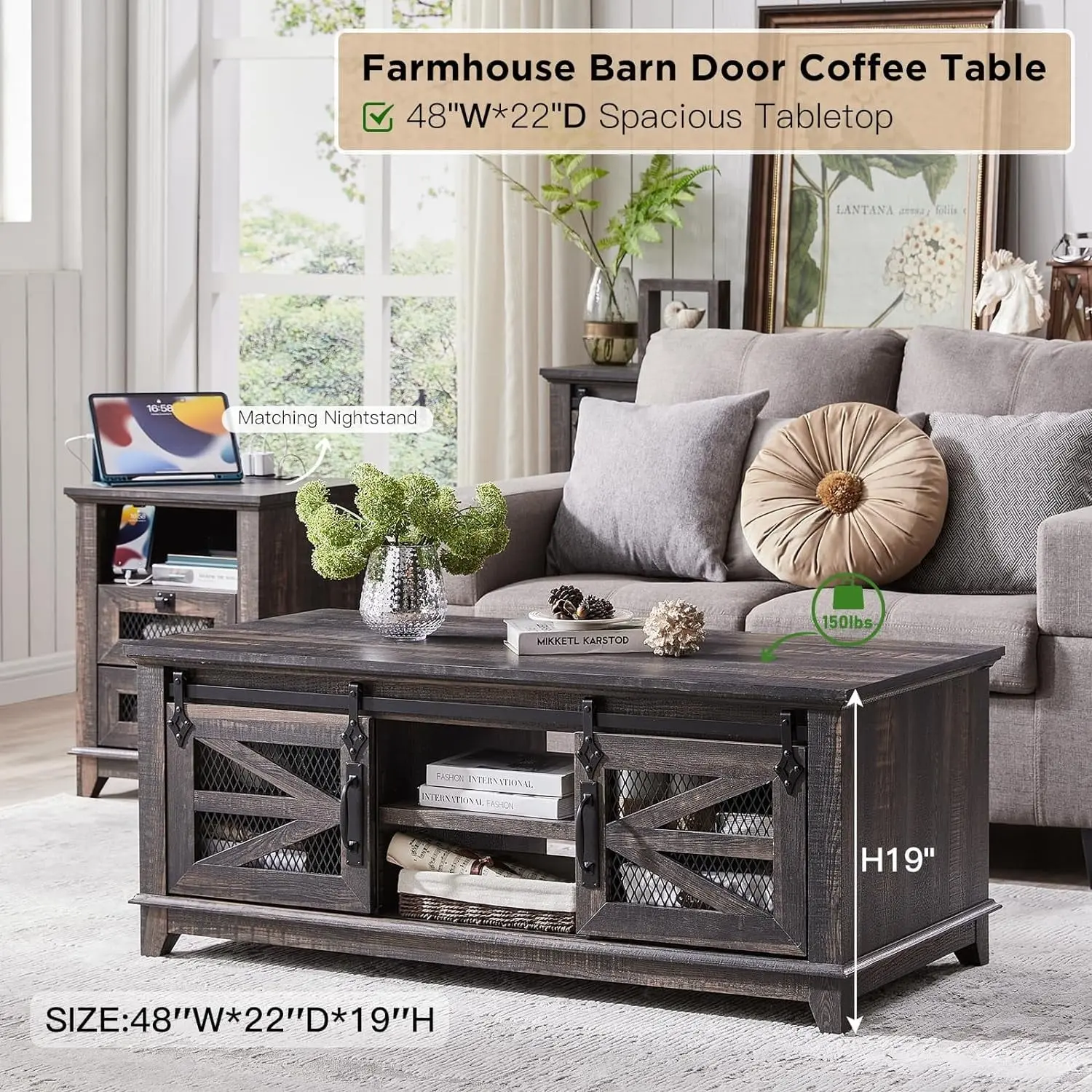 Ellis Rustic Farmhouse Coffee Table - Image 3