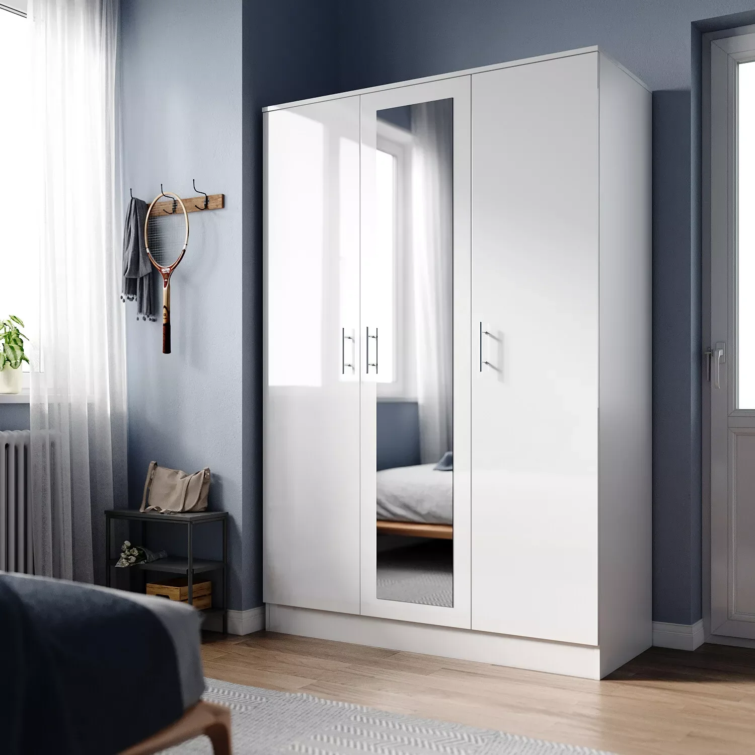 Ethan 3 Door High Gloss Mirrored Wardrobe