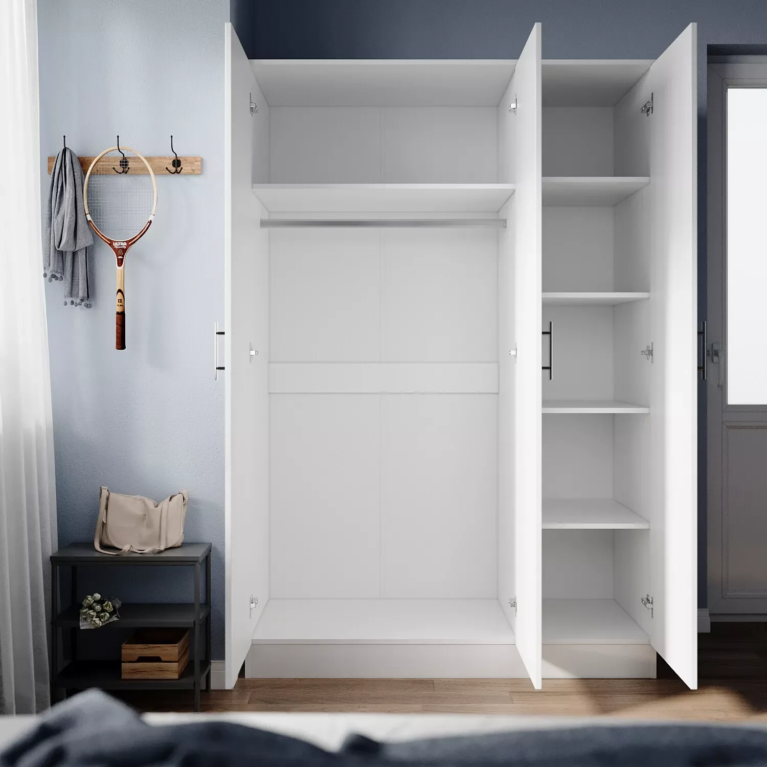 Ethan 3 Door High Gloss Mirrored Wardrobe - Image 2