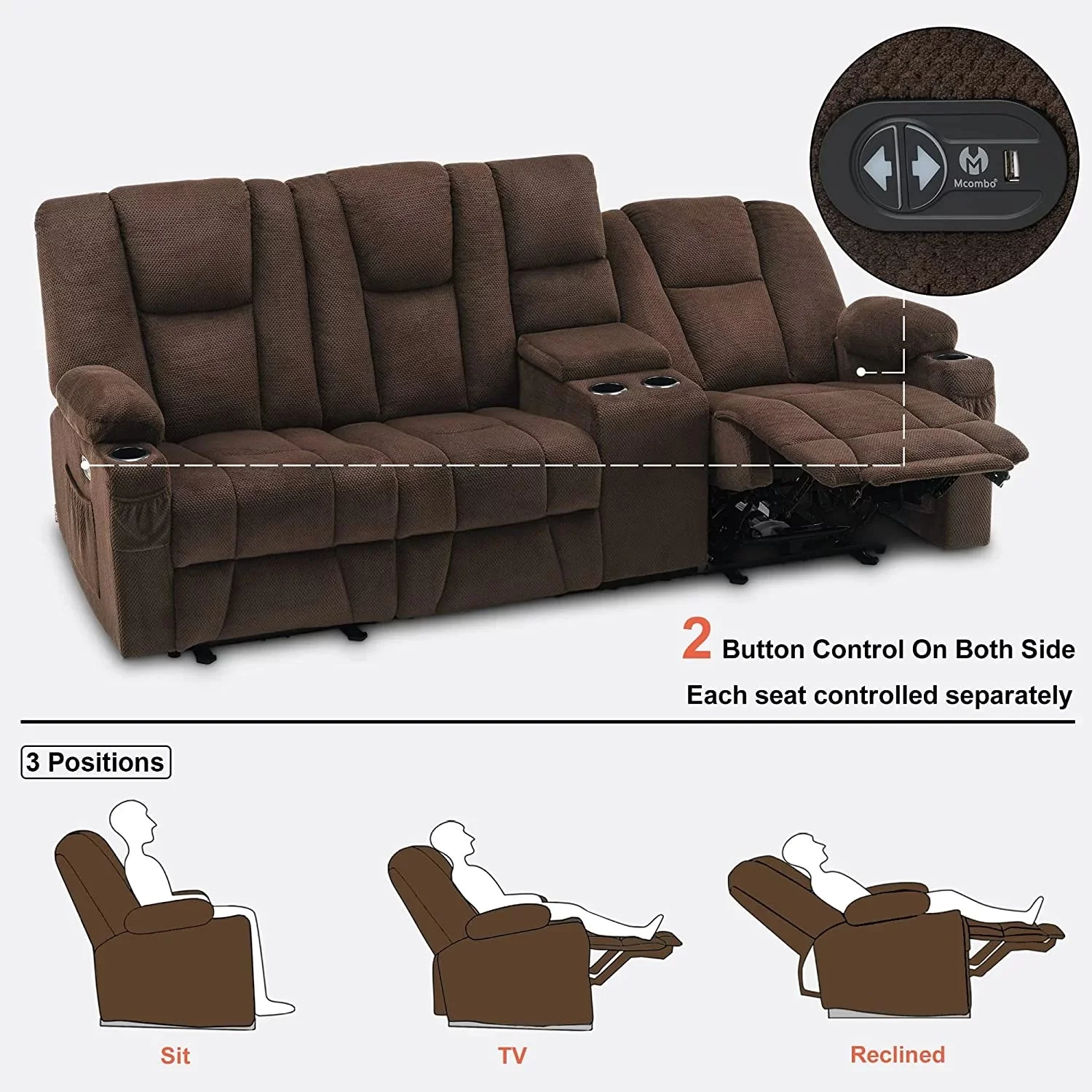 Euan Recliner Loveseat With Console - Image 5