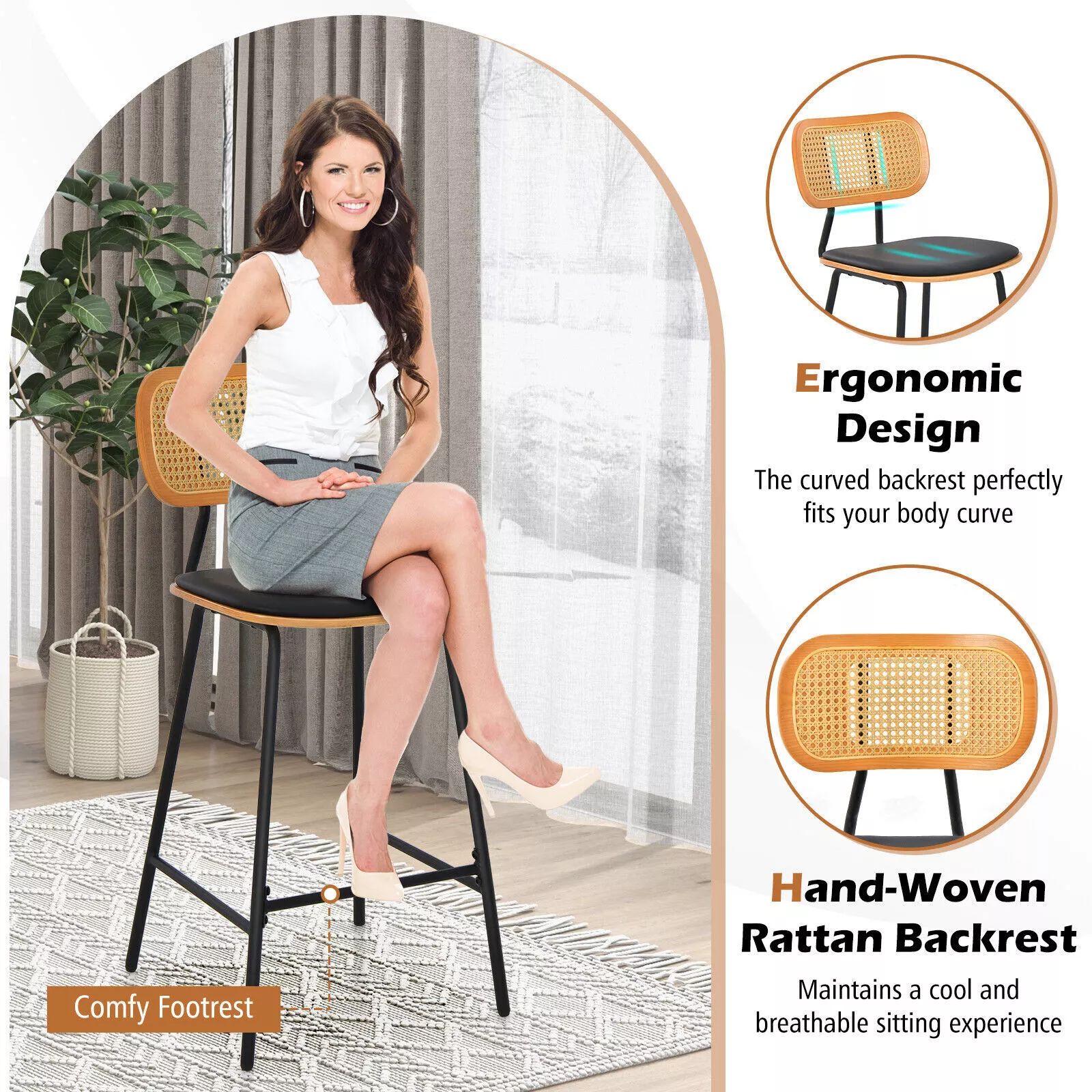 Euan Swivel Kitchen Bar Stools With Back (Set of 2) - Image 4