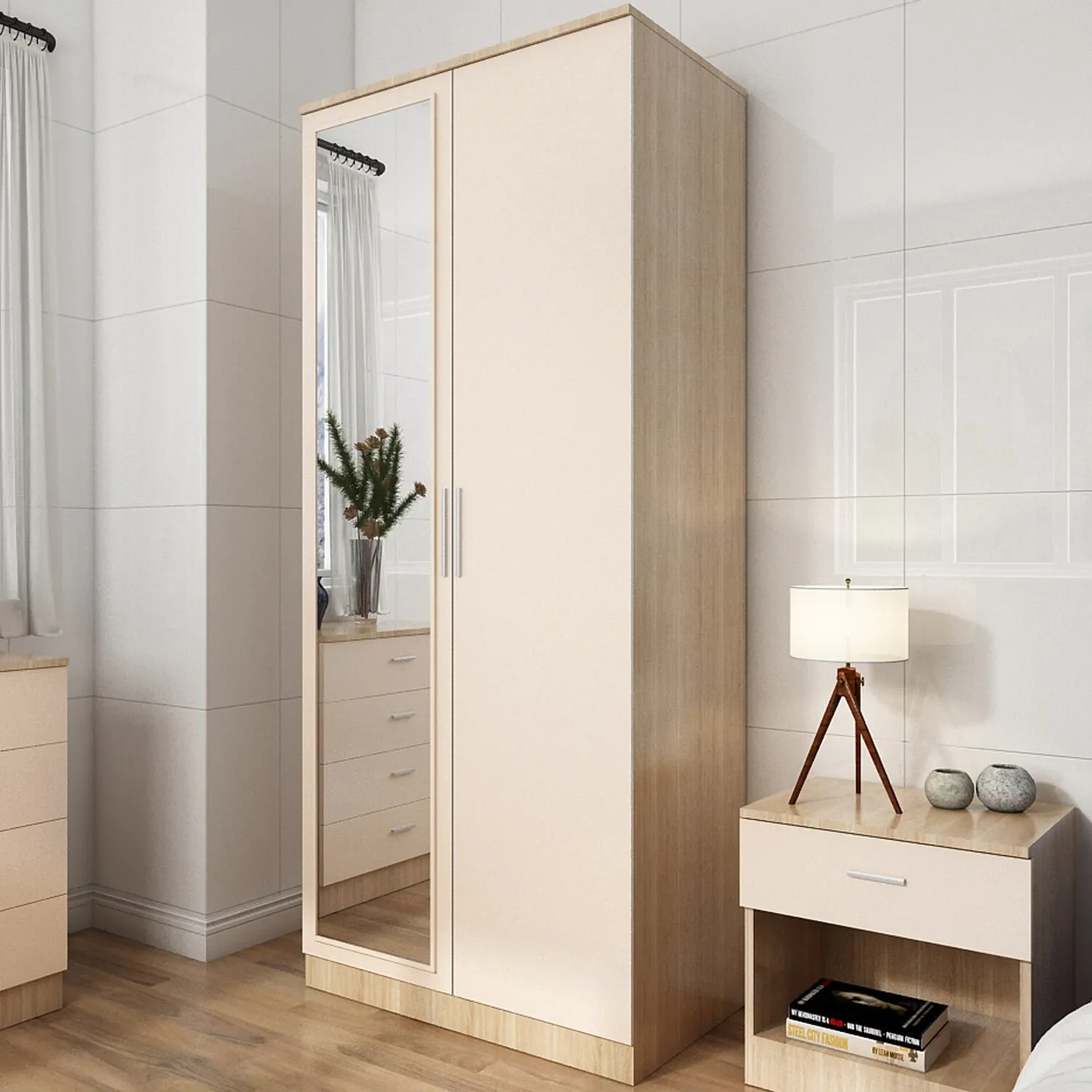 Eva 2 Door High Gloss Mirrored Wardrobe - Image 7