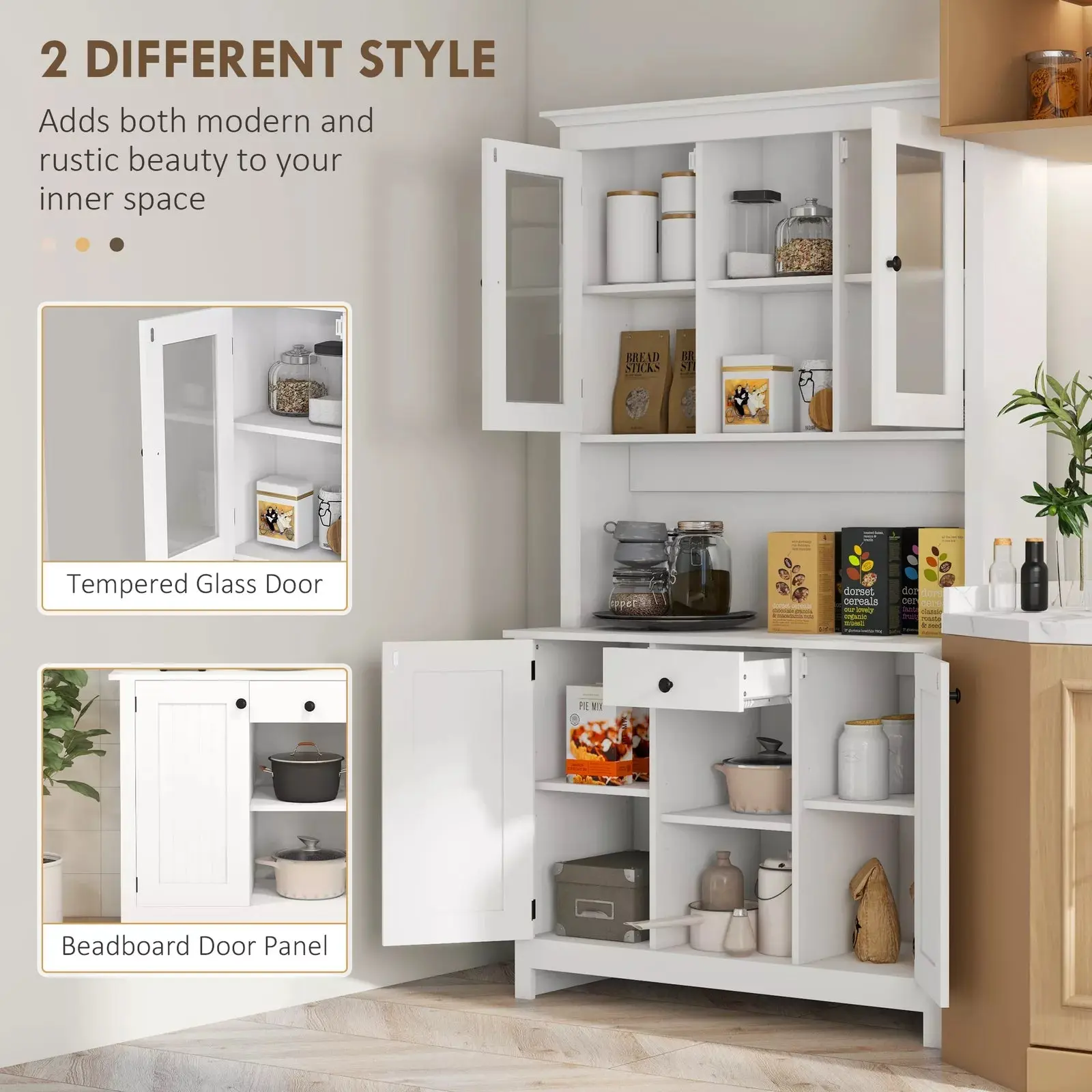 Faris Kitchen Pantry Cabinet Hutch - Image 6