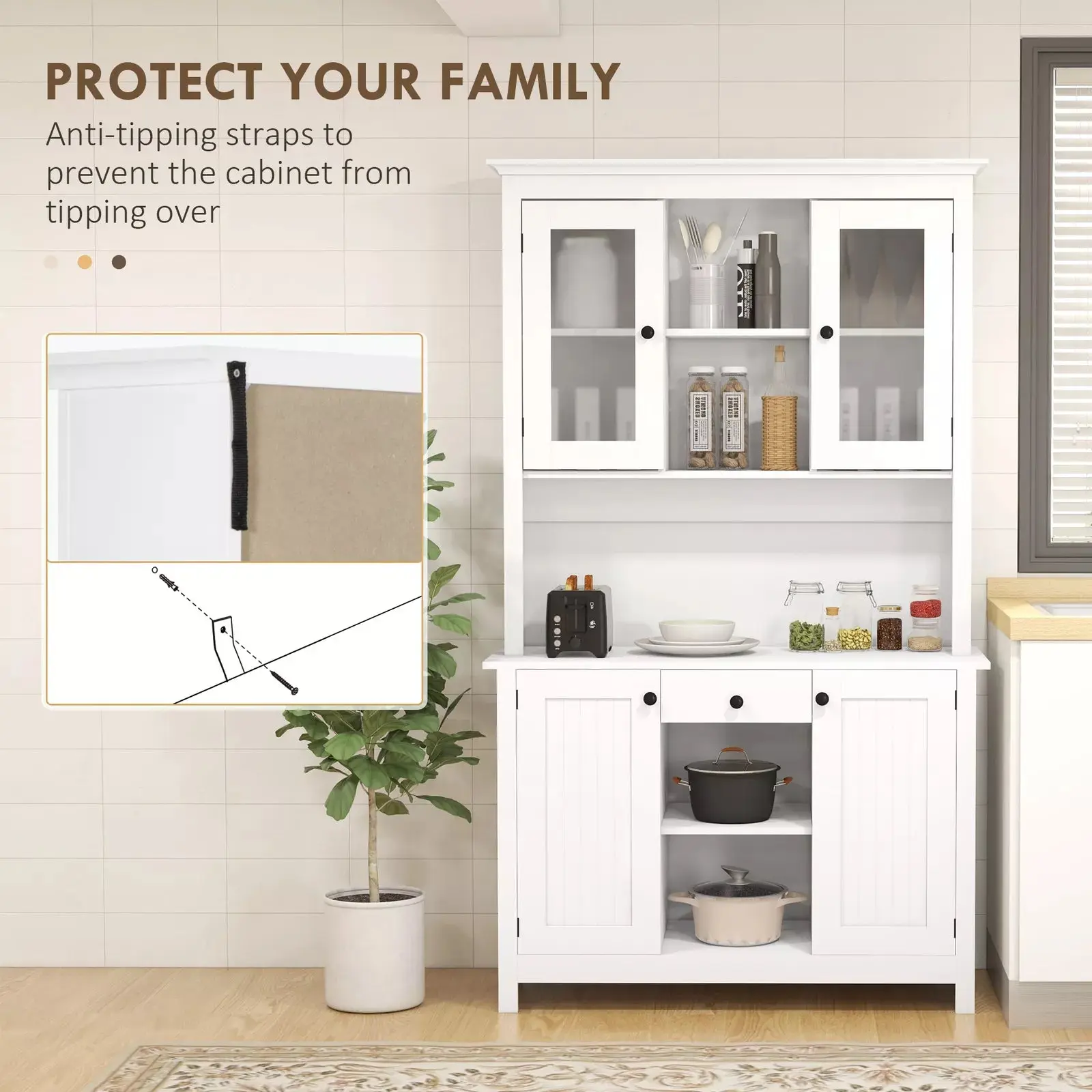 Faris Kitchen Pantry Cabinet Hutch - Image 8