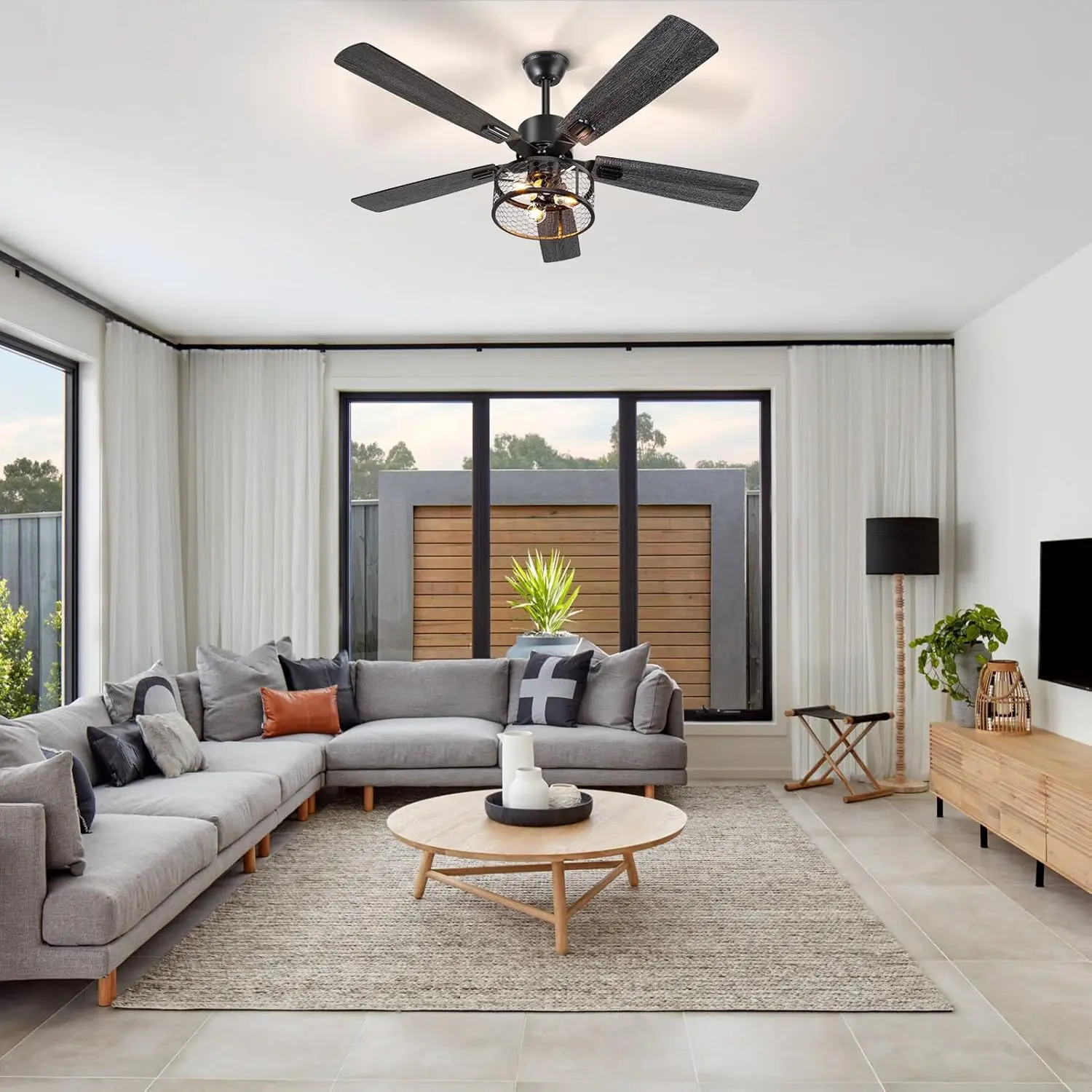 Farmhouse Ceiling Fan With Light & Remote