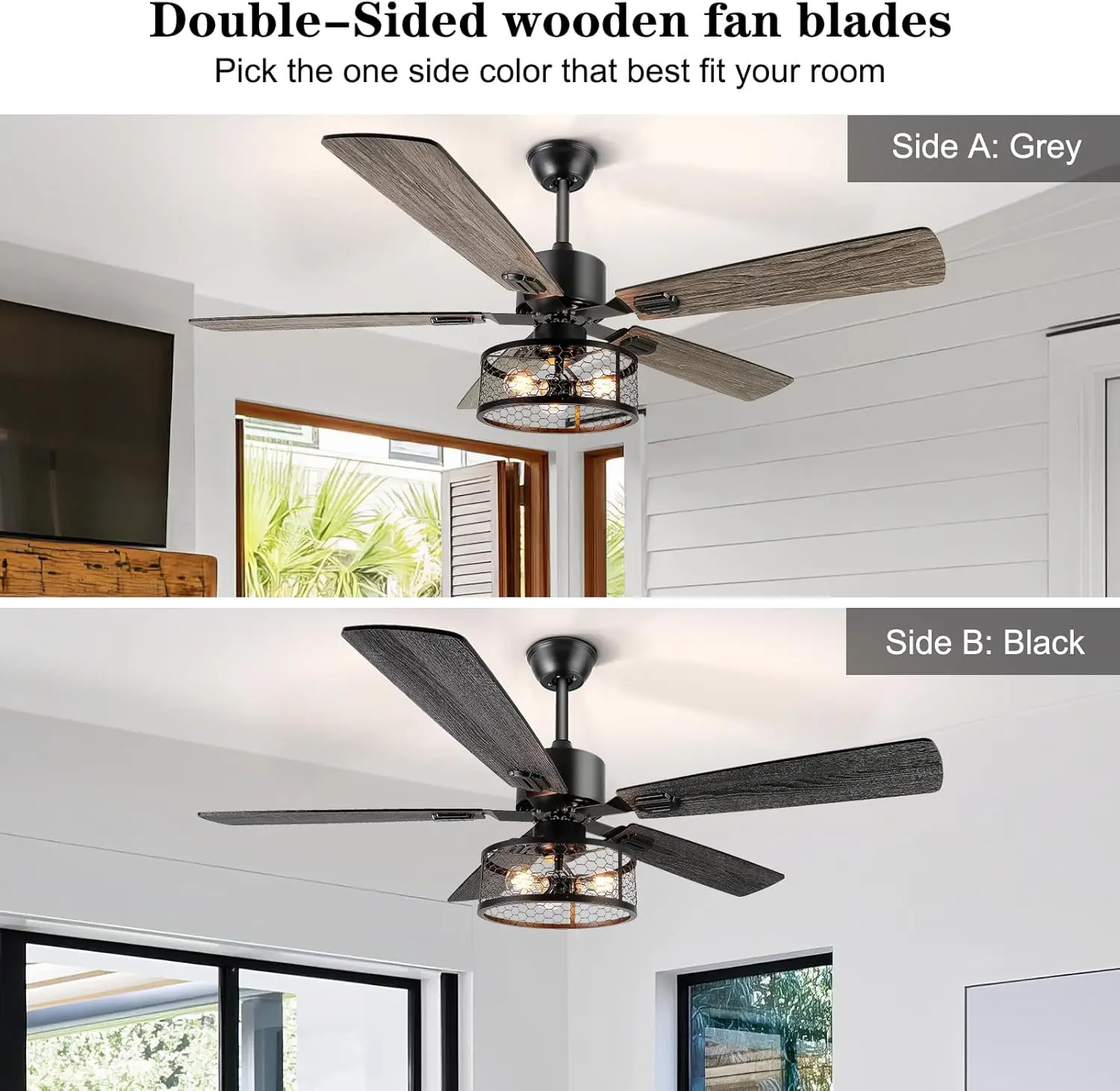Farmhouse Ceiling Fan With Light & Remote - Image 4