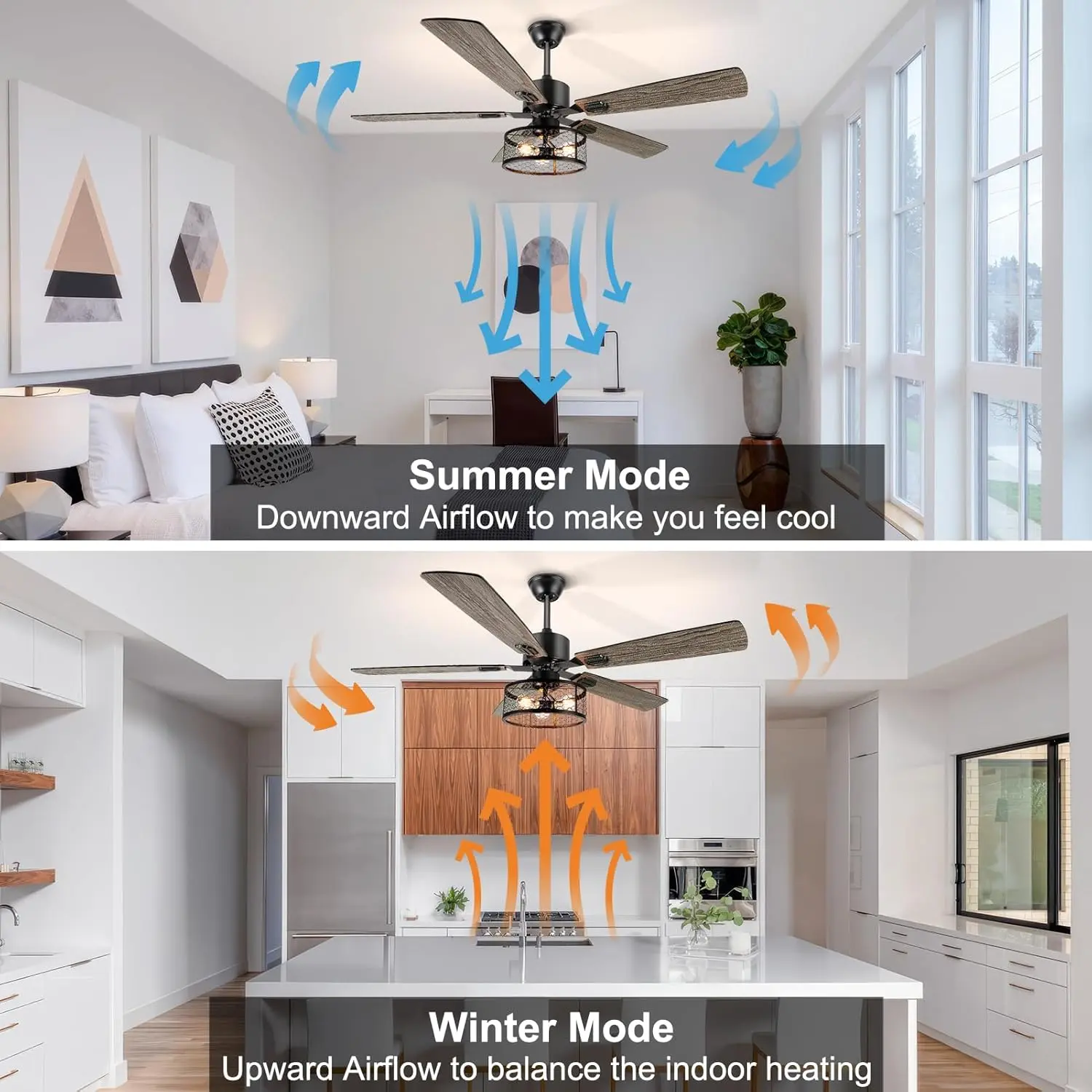 Farmhouse Ceiling Fan With Light & Remote - Image 5