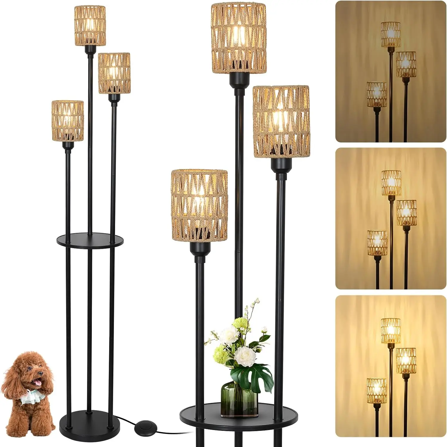 Farmhouse Rattan Living Room Floor Lamp - Image 4