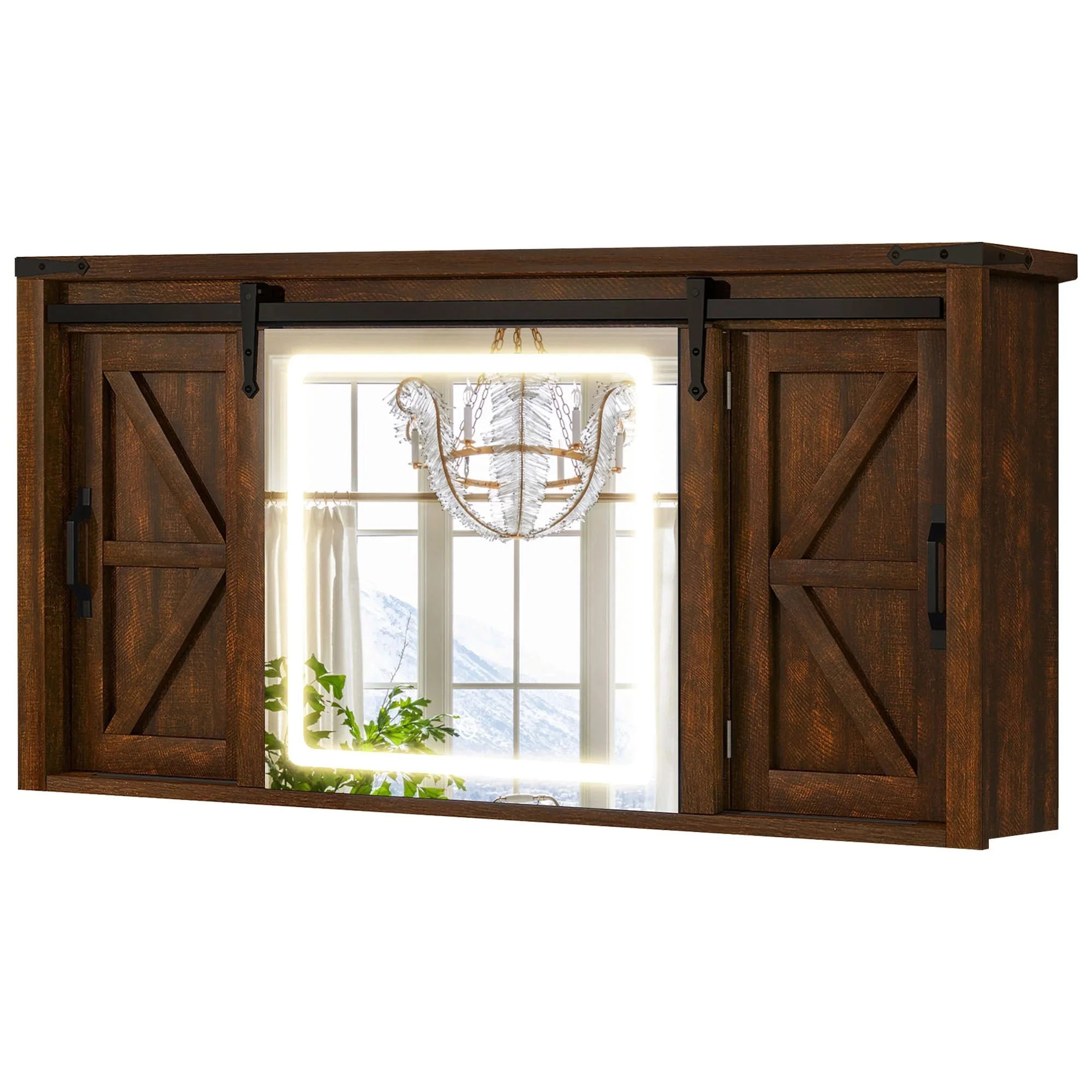 Farmhouse Wall Mount Lighted Medicine Cabinet - Image 3