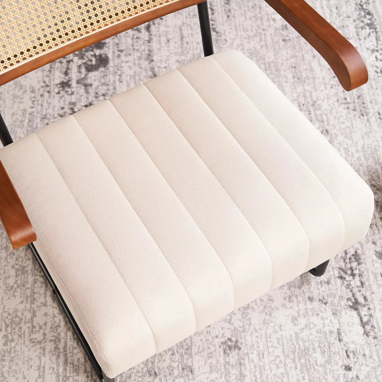 Fatma Rattan Velvet Accent Armchair - Image 5