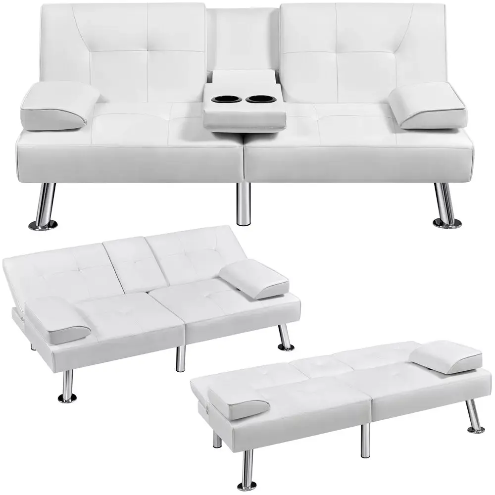 Faux Leather Futon Sofa Bed - Image 11