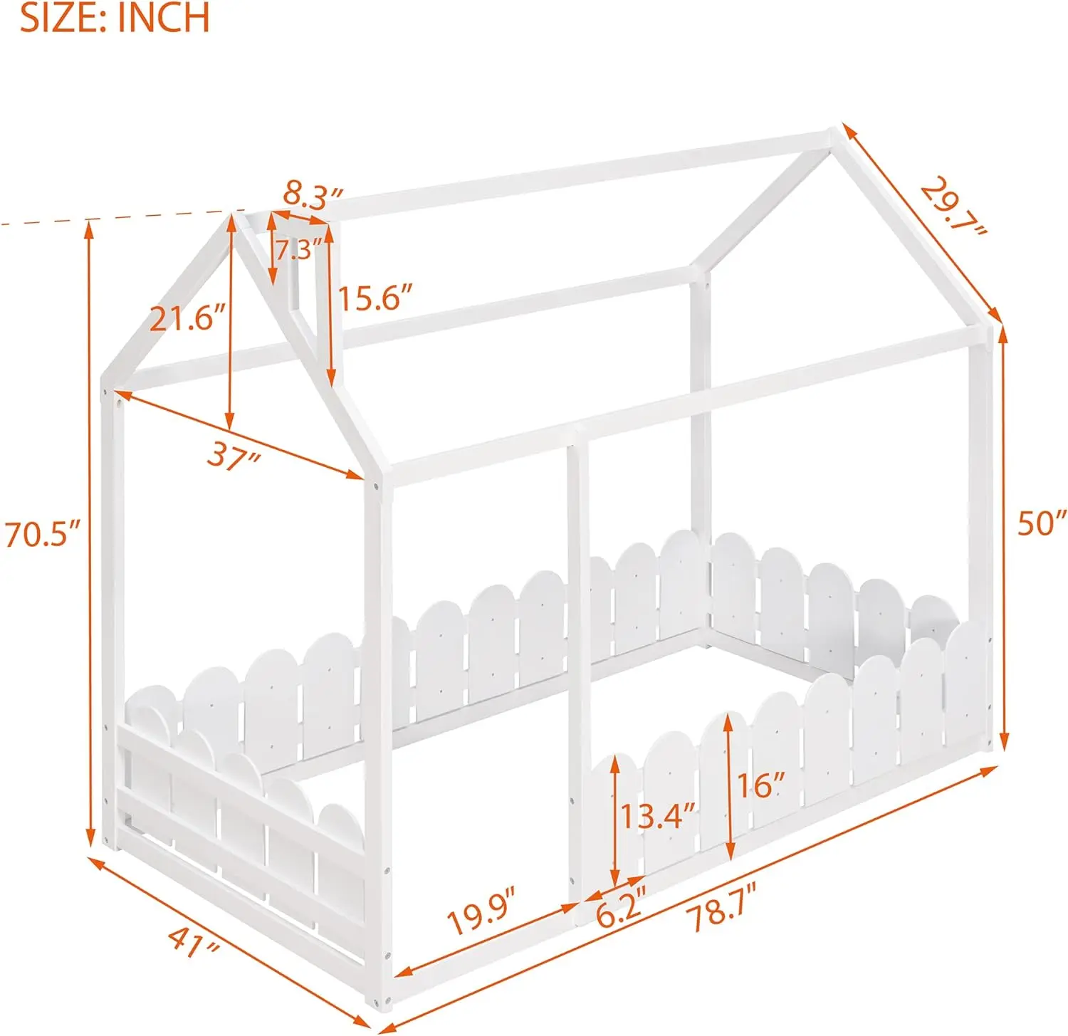 Fence Montessori Floor Bed With Rails - Image 7