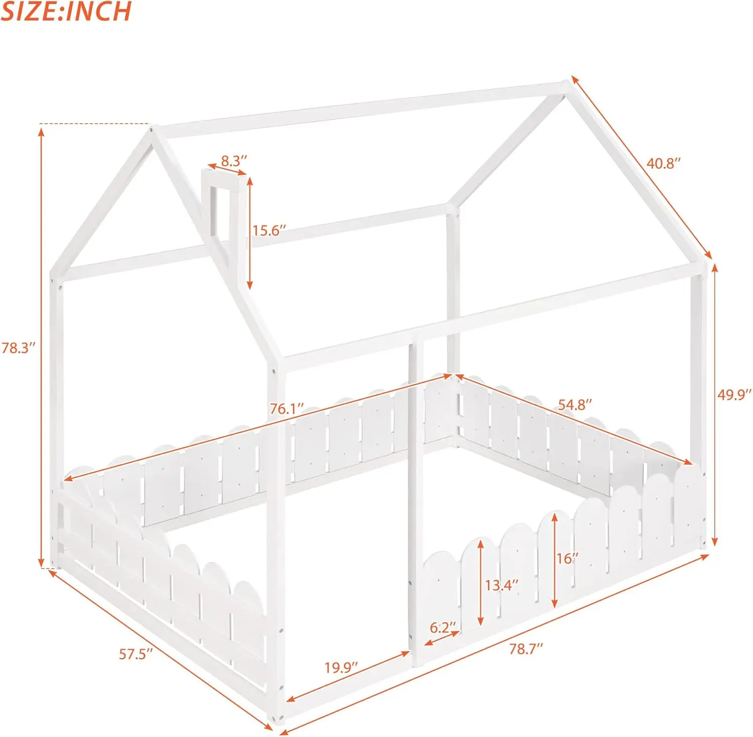 Fence Montessori Floor Bed With Rails - Image 8