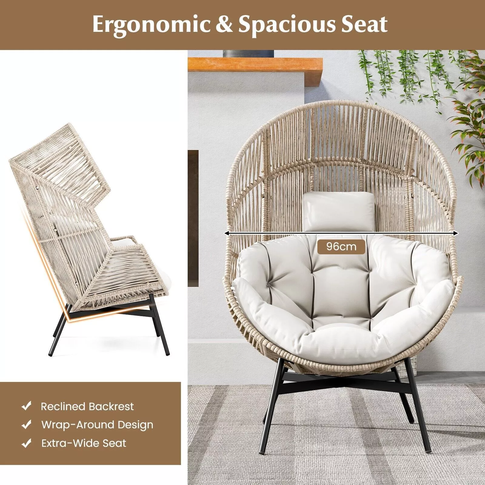 Ffion Oversized Outdoor Garden Egg Chair - Image 5
