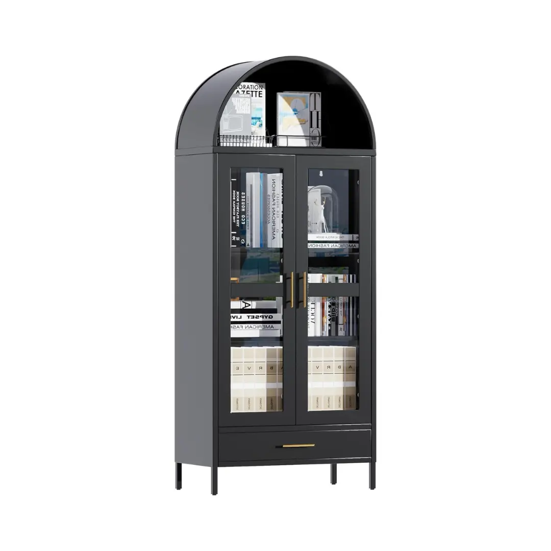 Fleur Black Arched Storage Display Cabinet - Image 2