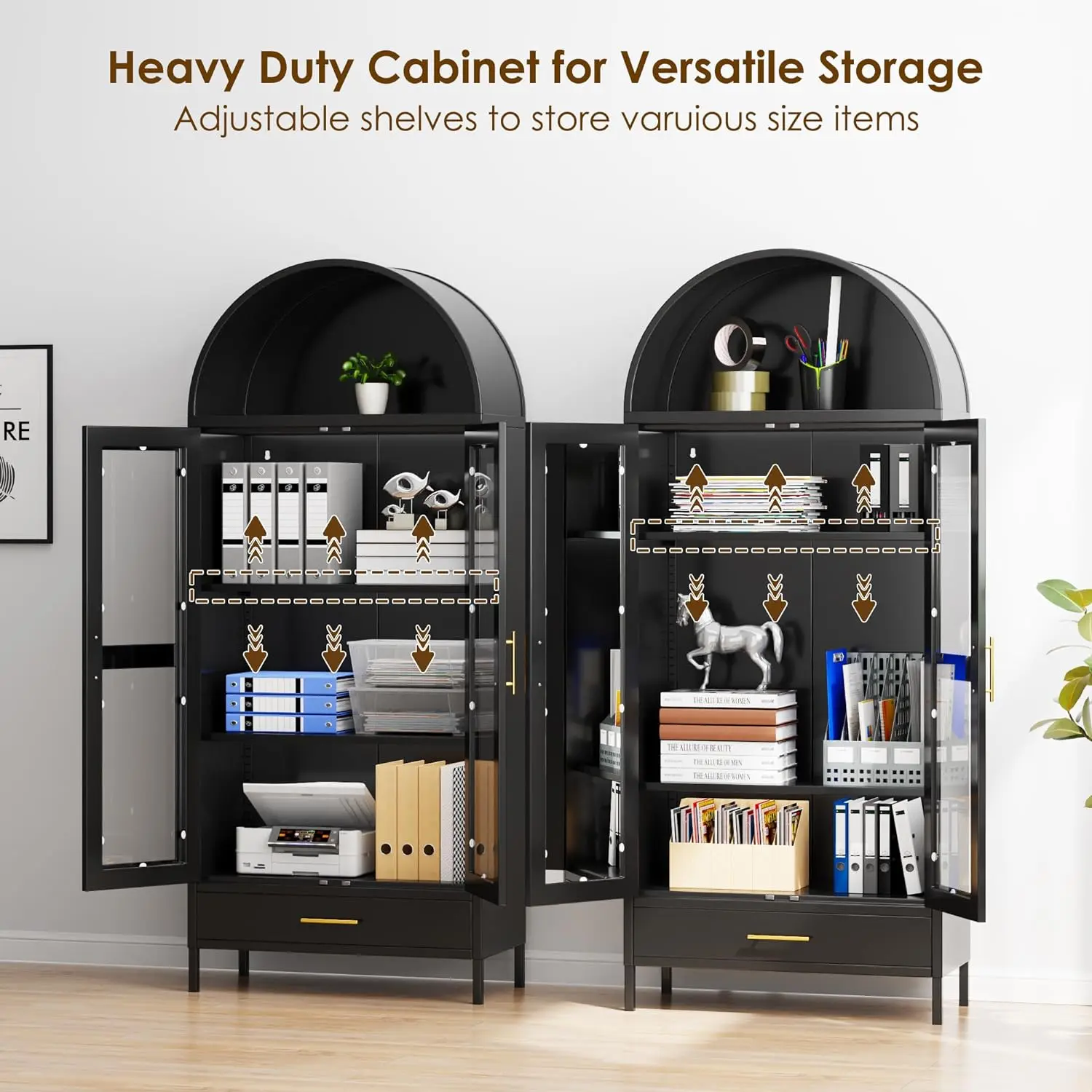 Fleur Black Arched Storage Display Cabinet - Image 4