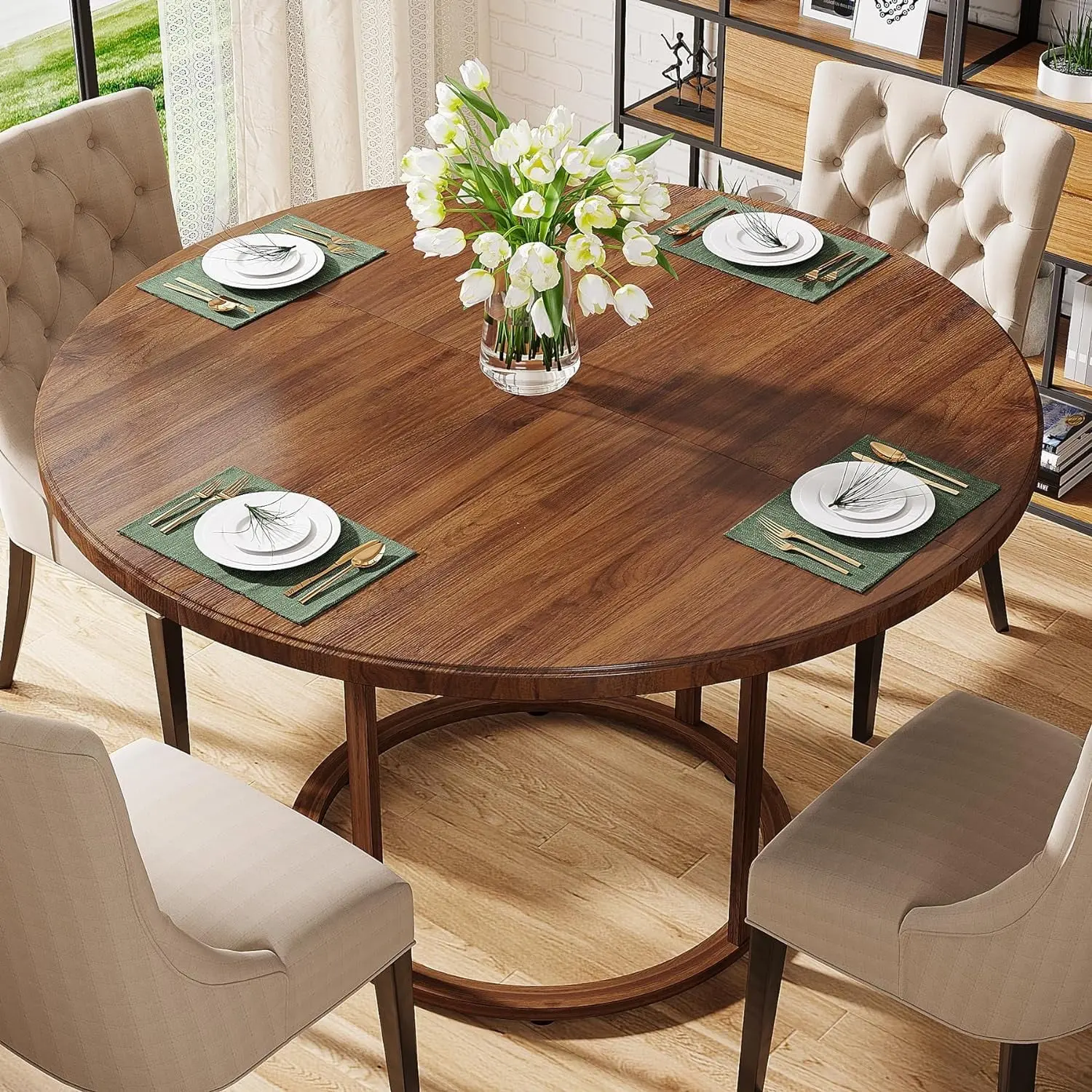 Frank Round Rustic Farmhouse Dining Table For 4 - Image 3