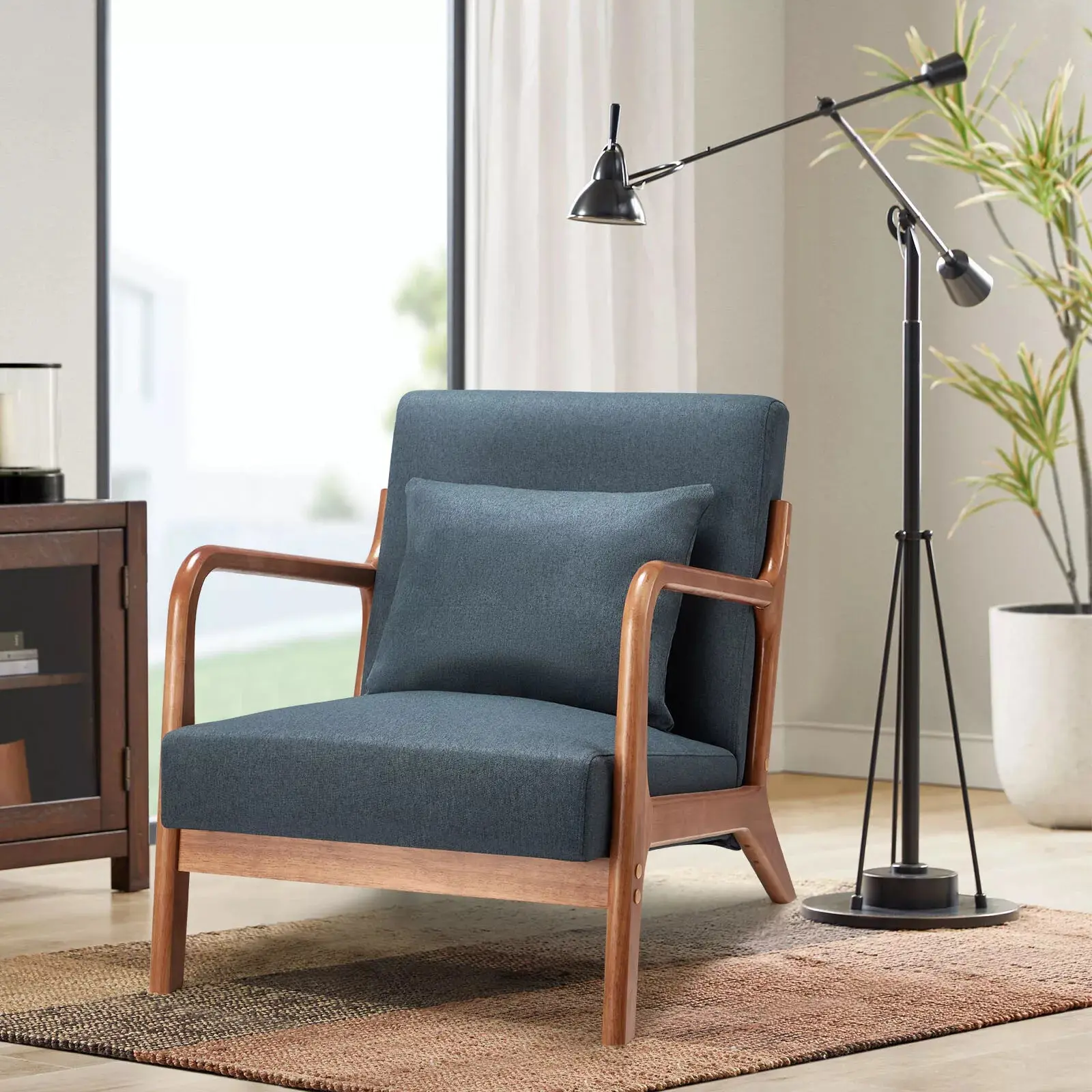 Frazer Linen Mid Century Accent Armchair - Image 4