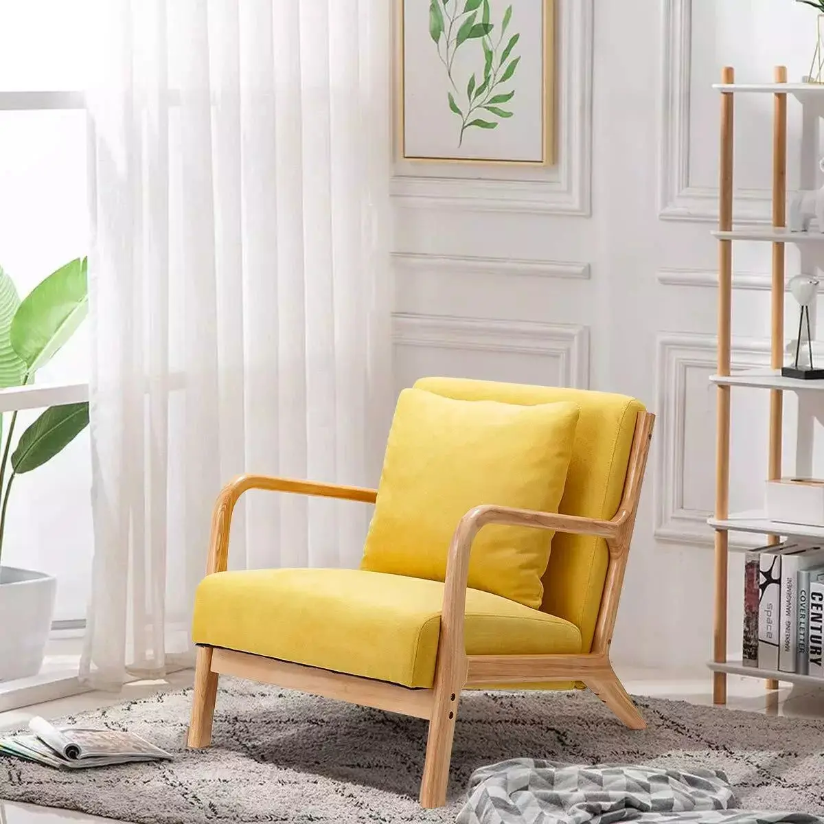 Frazer Linen Mid Century Accent Armchair - Image 5