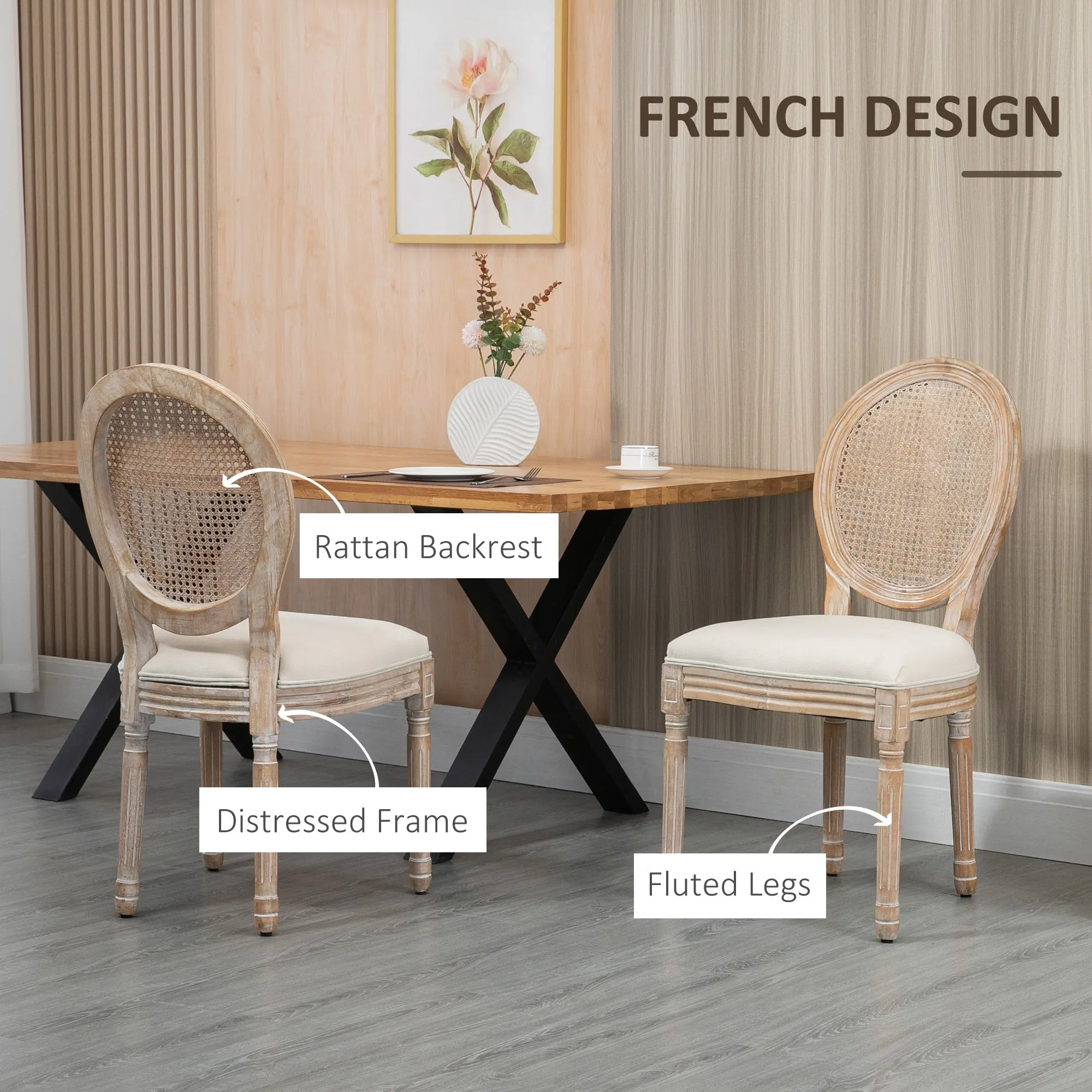 French Mid Century Rattan Dining Chair (Set of 2) - Image 3
