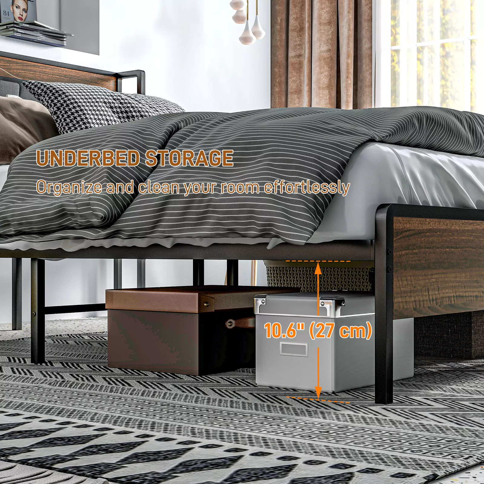 Full Metal Bed Frame With Charging Station - Image 5