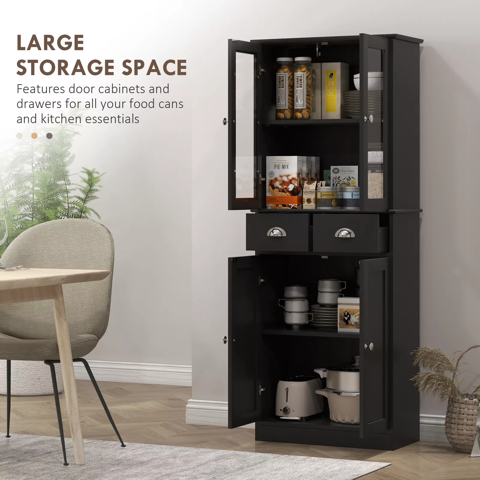 Gibbons Glass Kitchen Pantry Cabinet - Image 3
