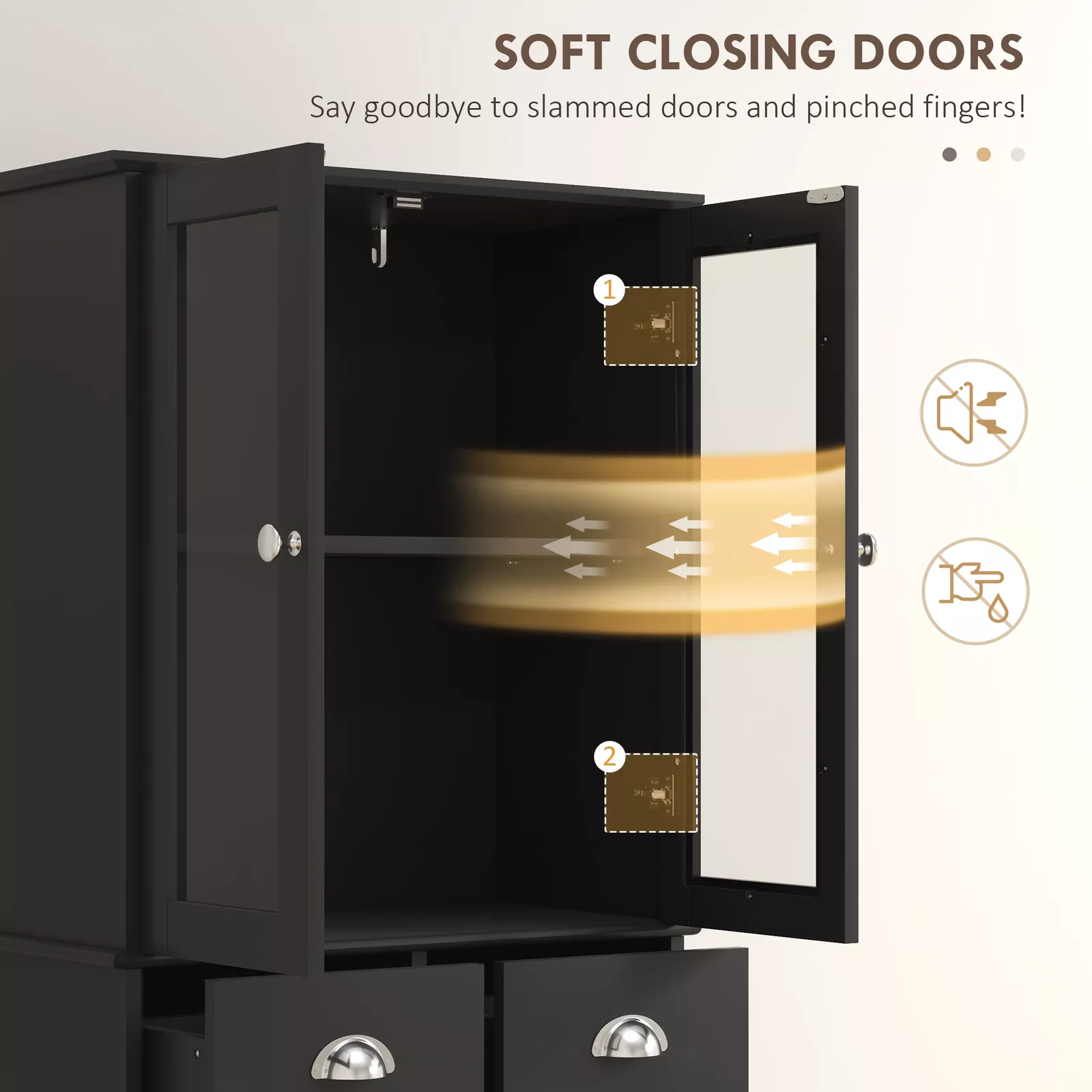Gibbons Glass Kitchen Pantry Cabinet - Image 4