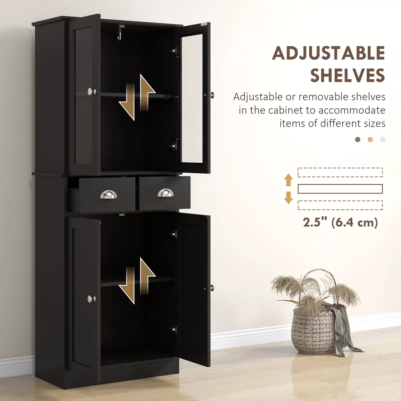 Gibbons Glass Kitchen Pantry Cabinet - Image 5