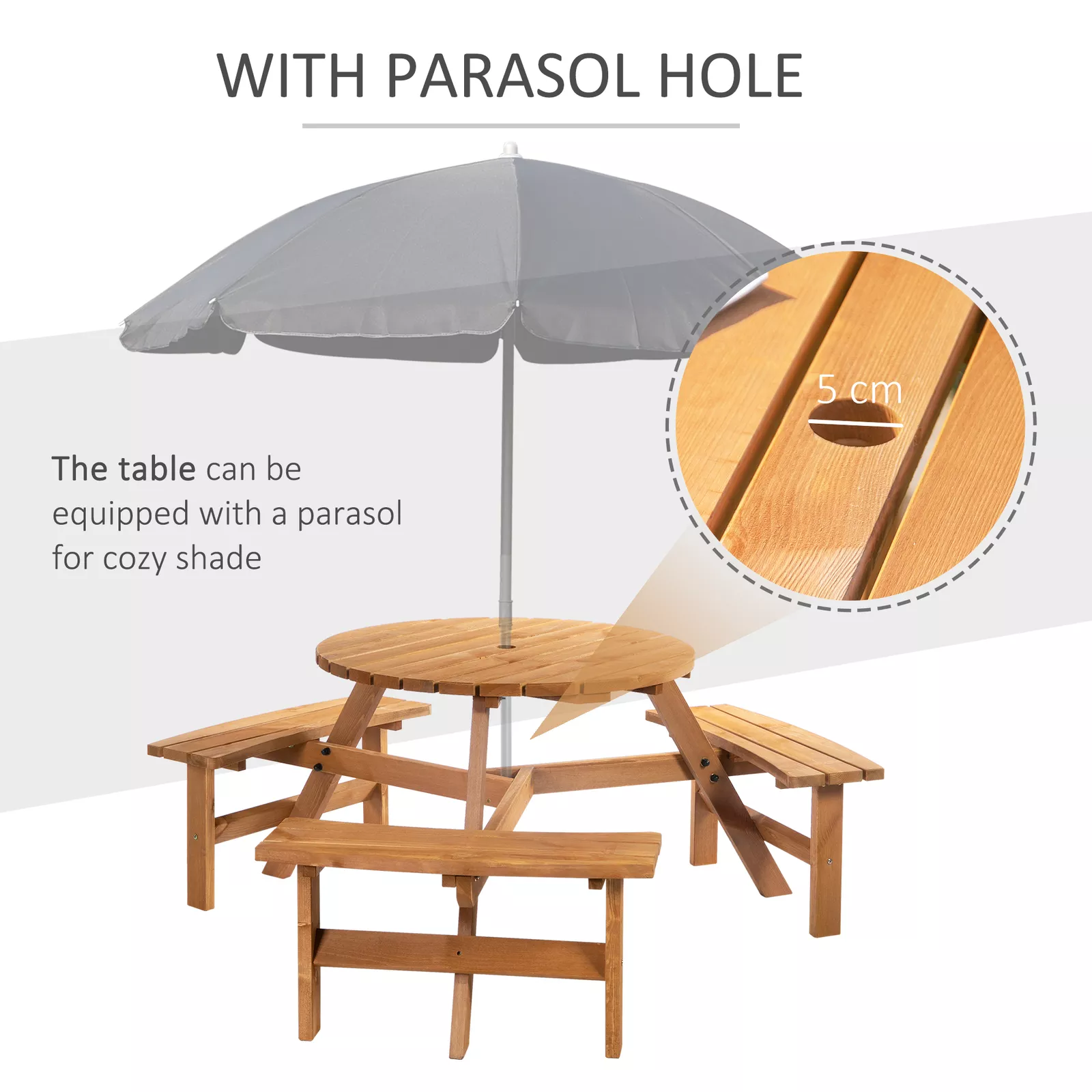 Gilbert Round Picnic Bench Table - Image 3