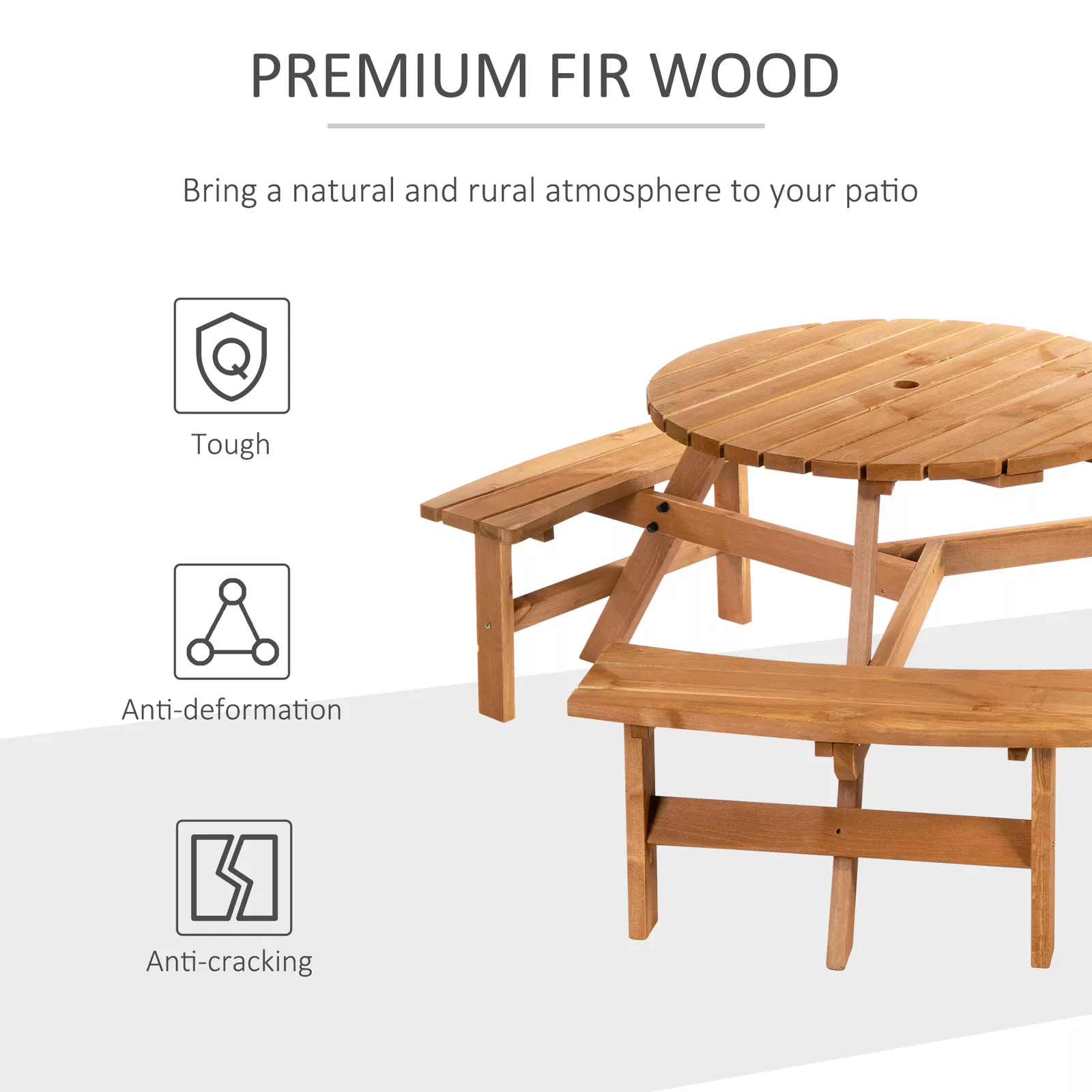 Gilbert Round Picnic Bench Table - Image 4