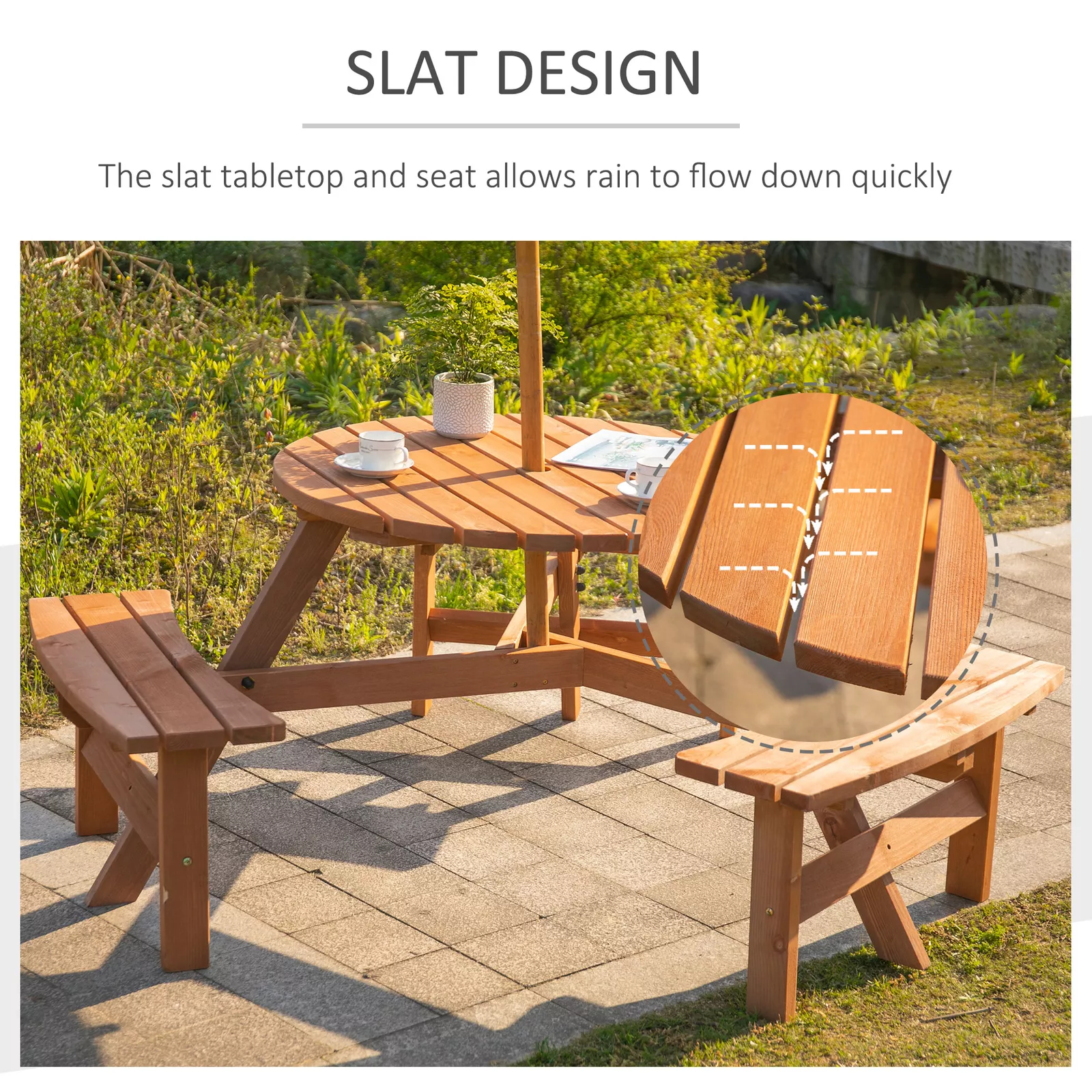 Gilbert Round Picnic Bench Table - Image 5