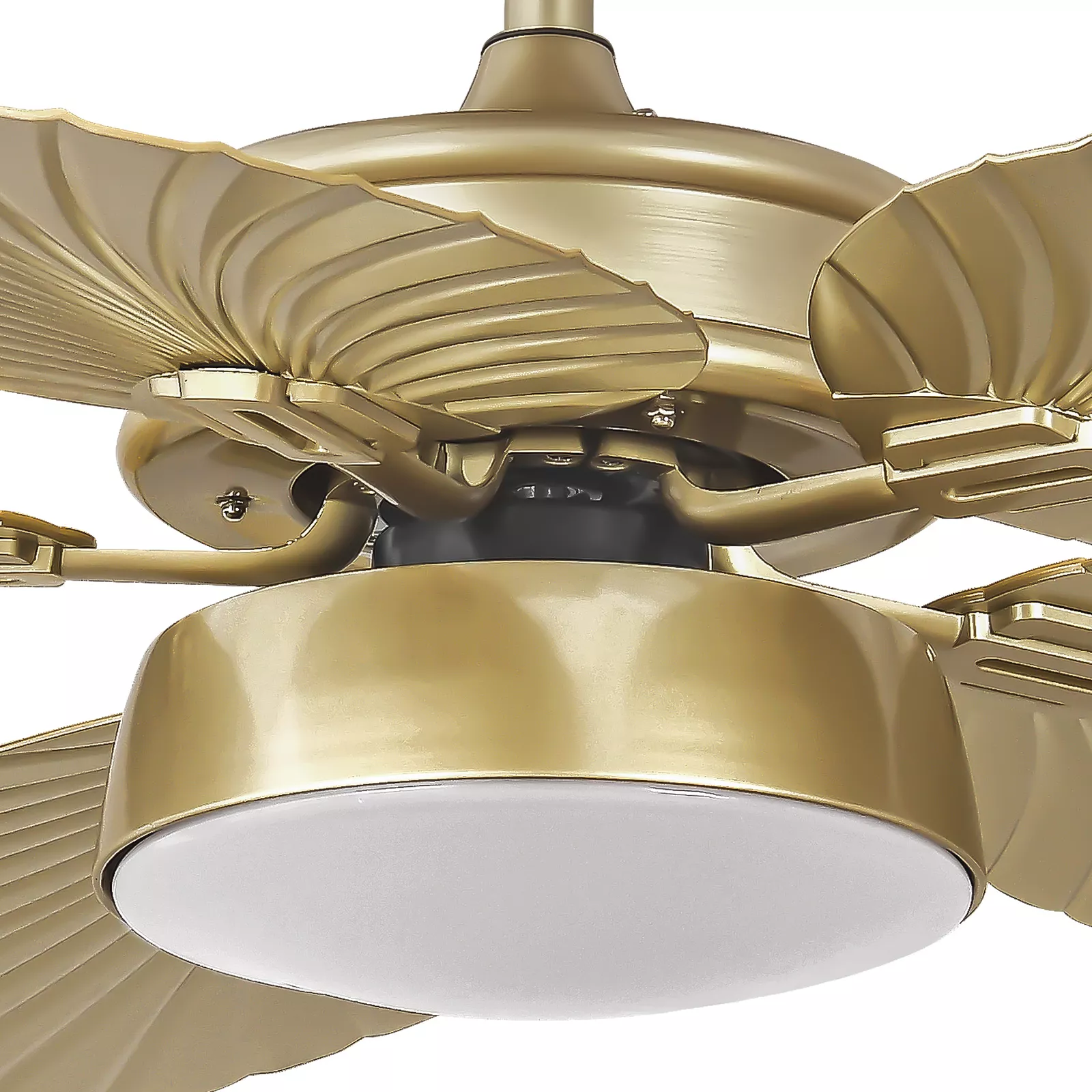 Gold Palm Leaf Ceiling Fan With Light & Remote - Image 3