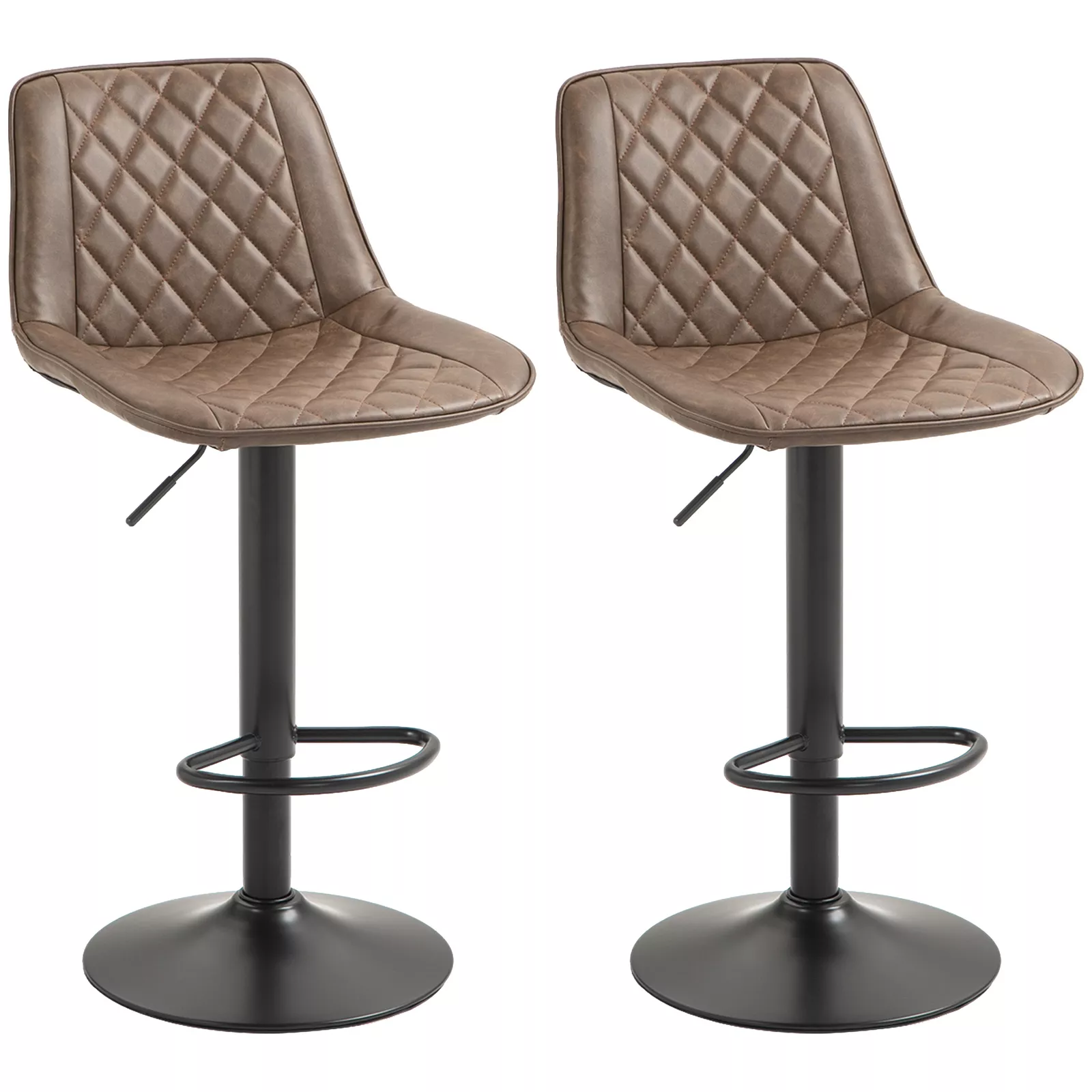 Gomez Leather Swivel Kitchen Bar Stools (Set of 2) - Image 2