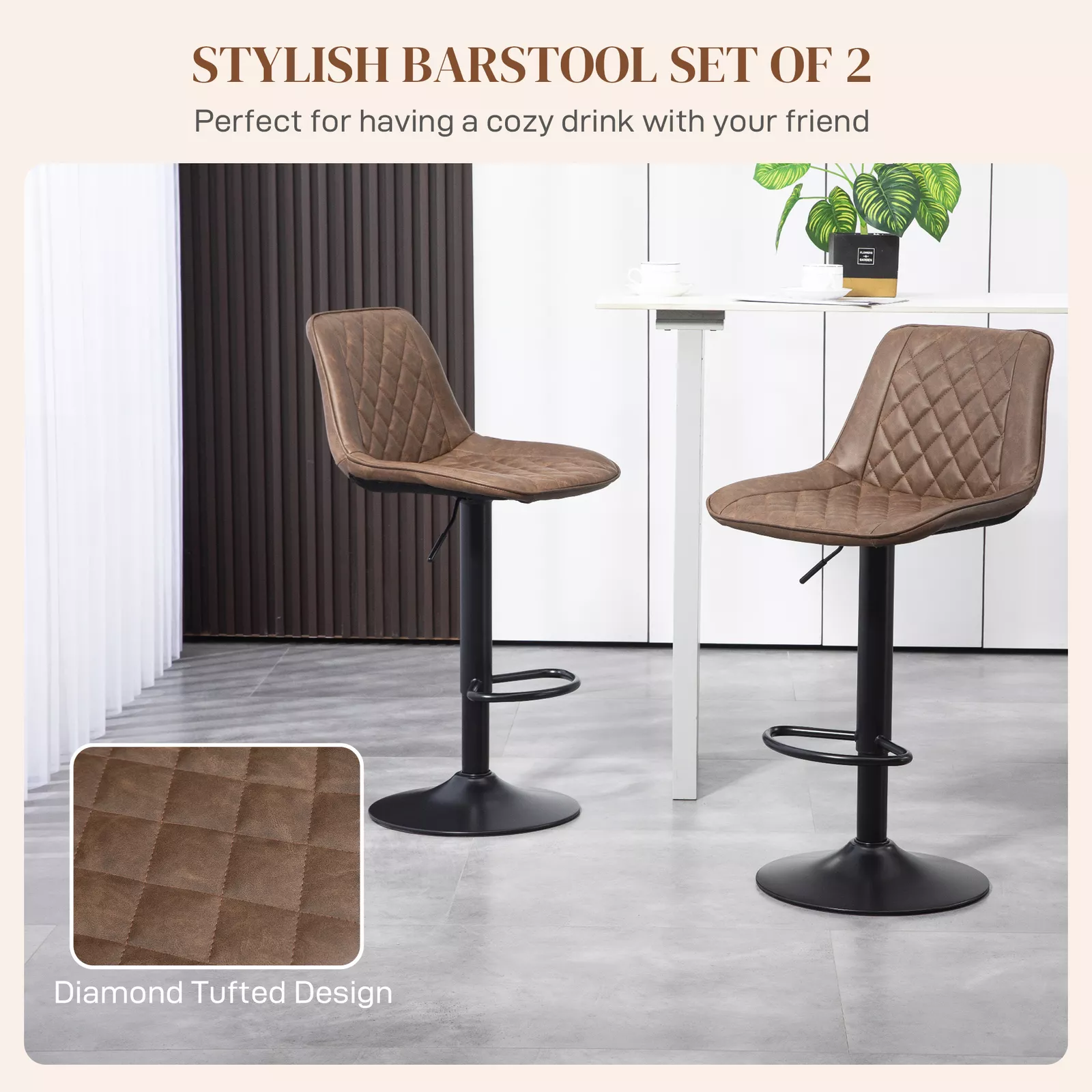 Gomez Leather Swivel Kitchen Bar Stools (Set of 2) - Image 6