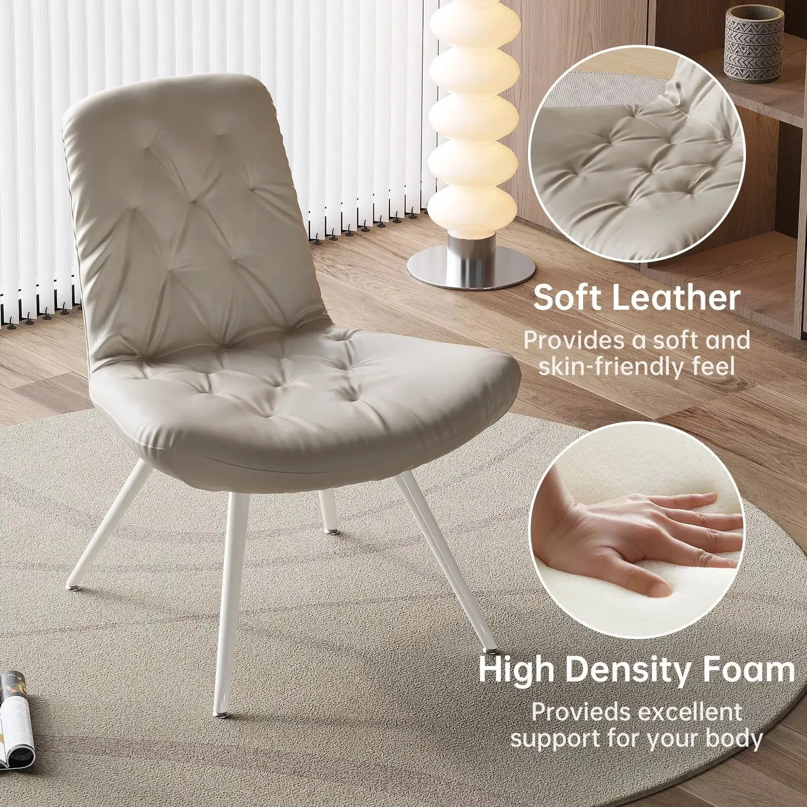 Gray Leather Modern Dining Chair (Set of 2) - Image 5