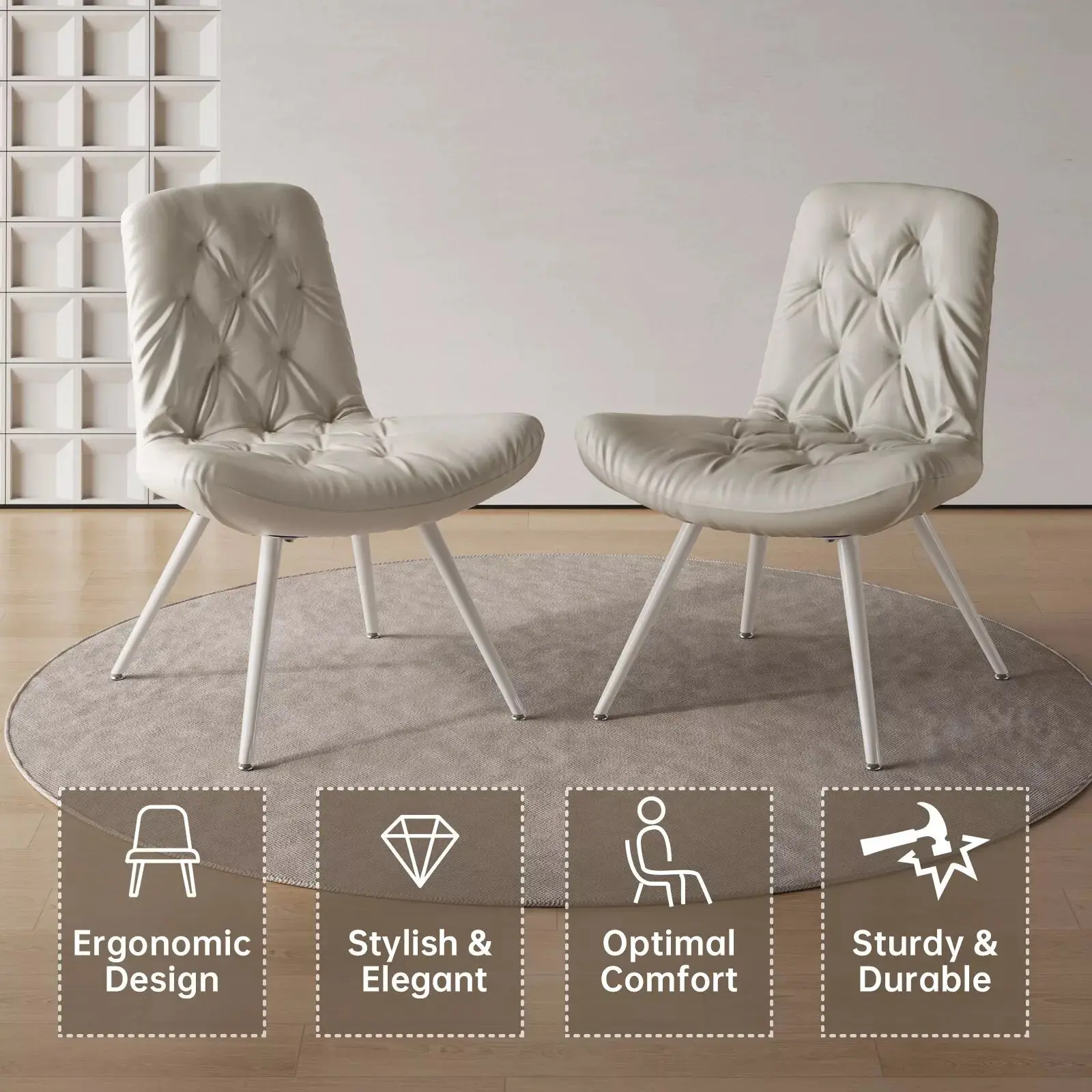 Gray Leather Modern Dining Chair (Set of 2) - Image 6
