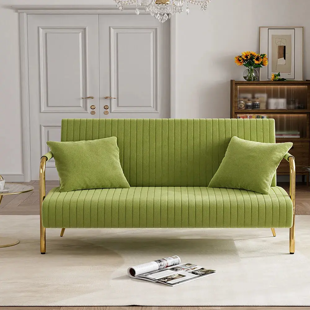 Green Velvet Loveseat Couch - Image 2