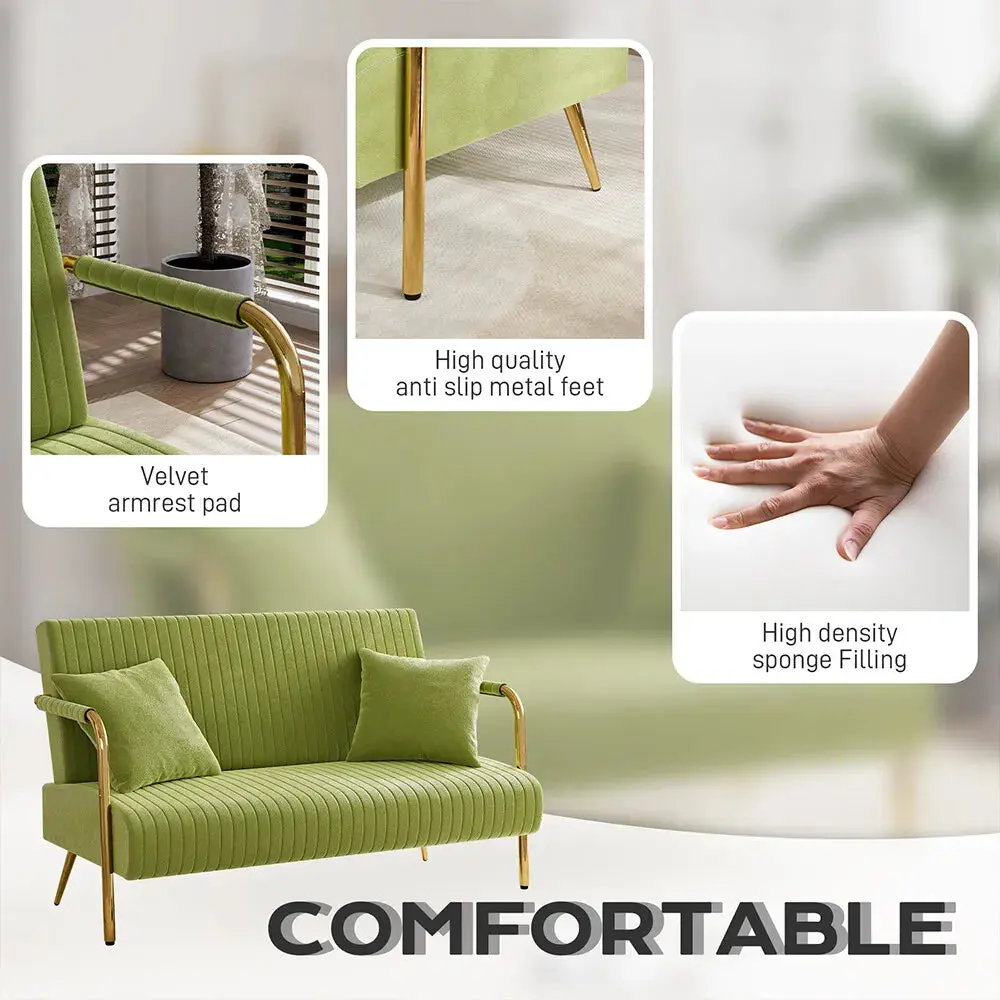 Green Velvet Loveseat Couch - Image 7