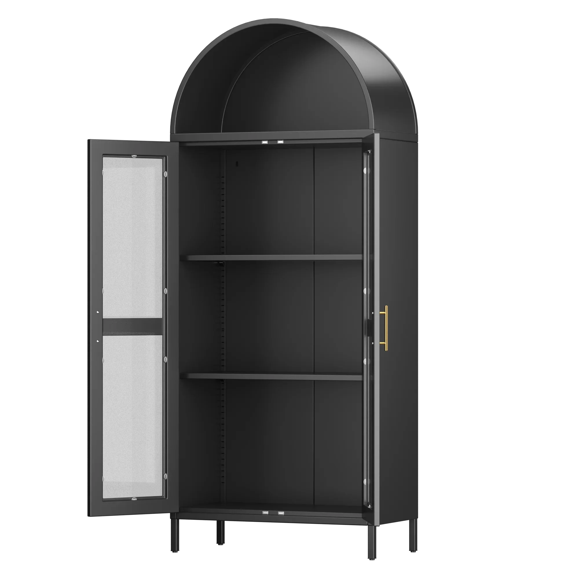Halle Black Arched Storage Display Cabinet - Image 3