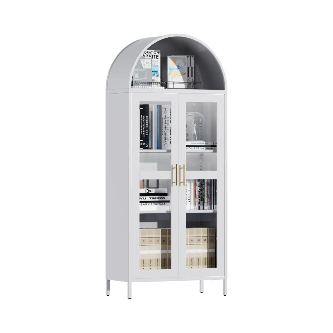 Halle White Arched Storage Display Cabinet - Image 2