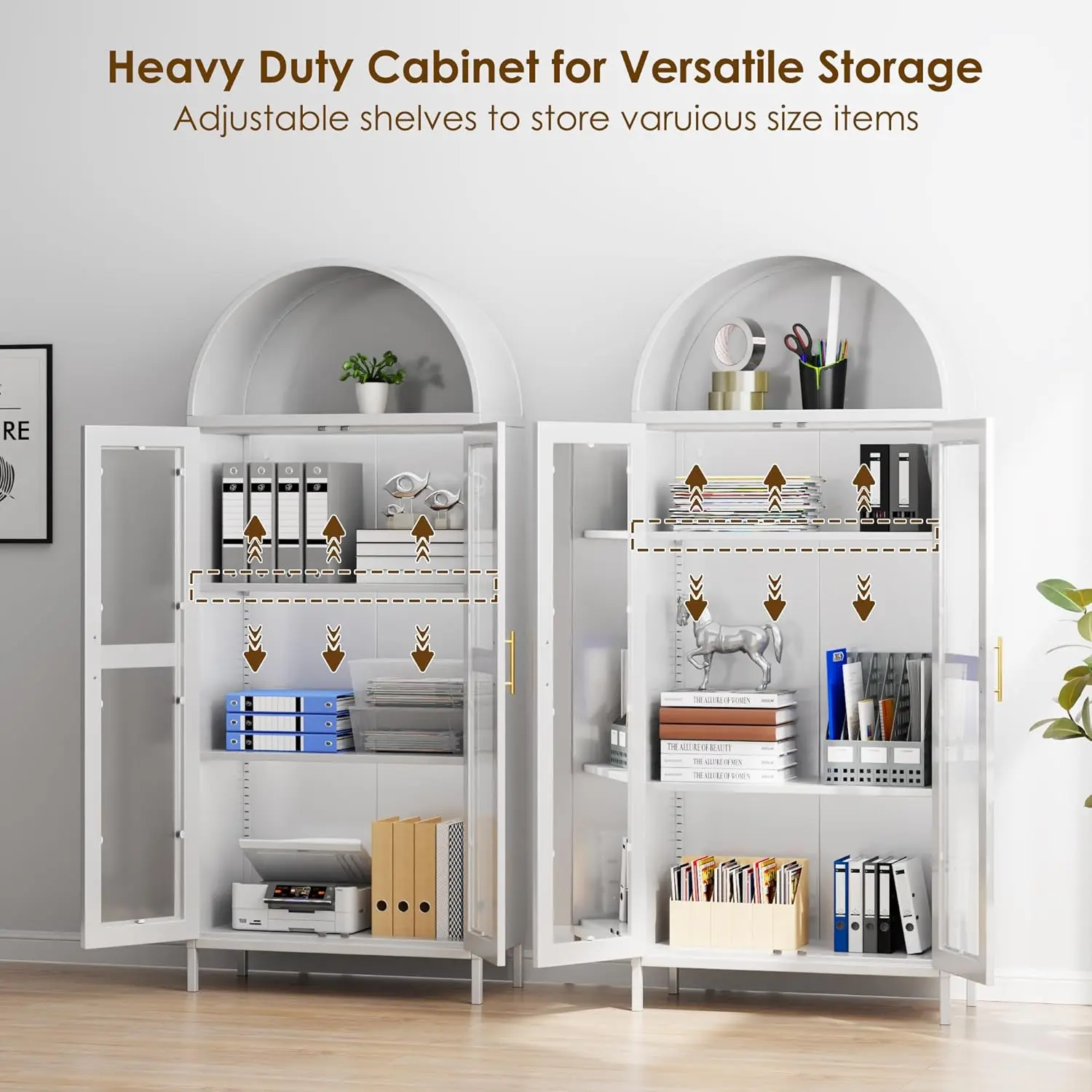 Halle White Arched Storage Display Cabinet - Image 4