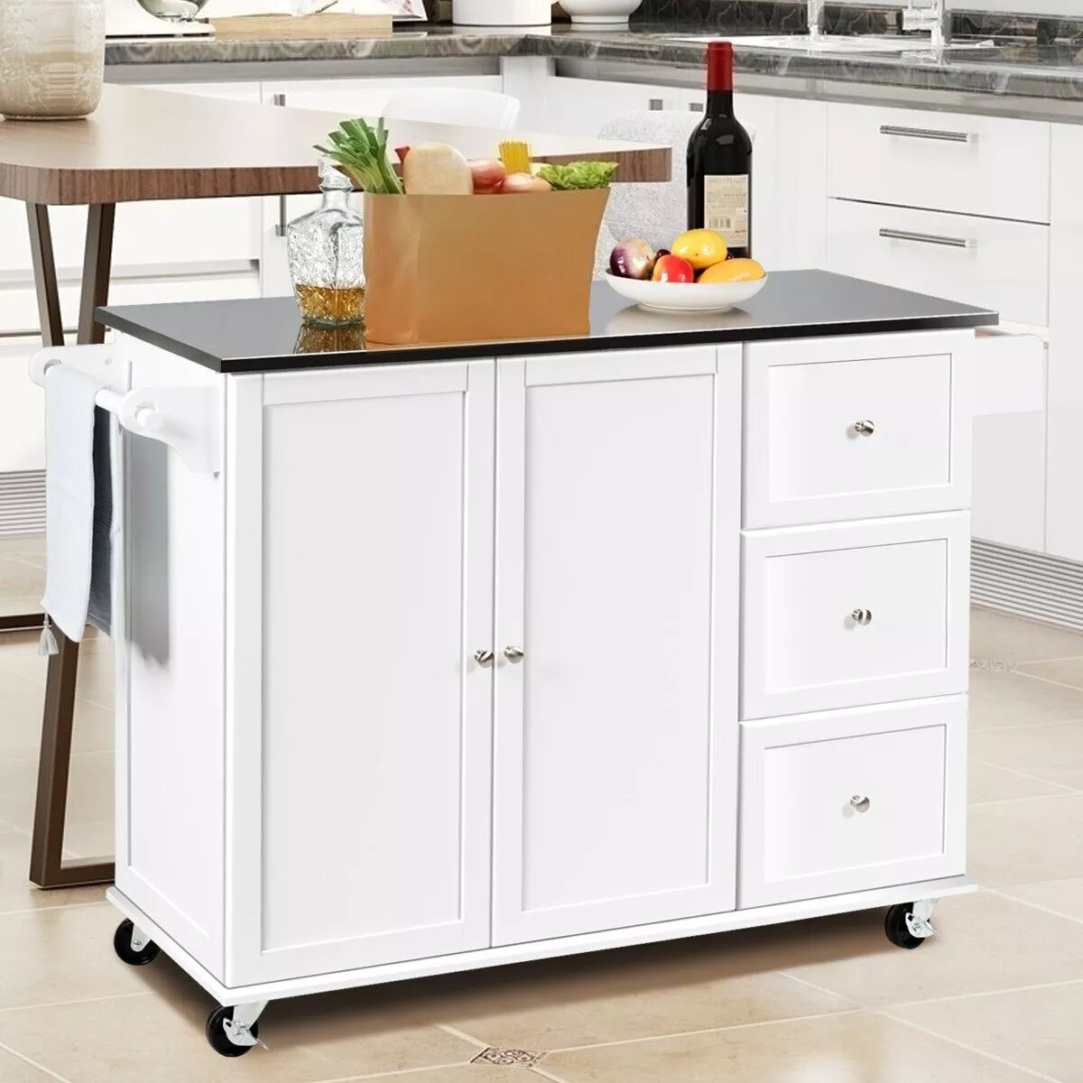 Hardy Kitchen Island With Wheels & Seating