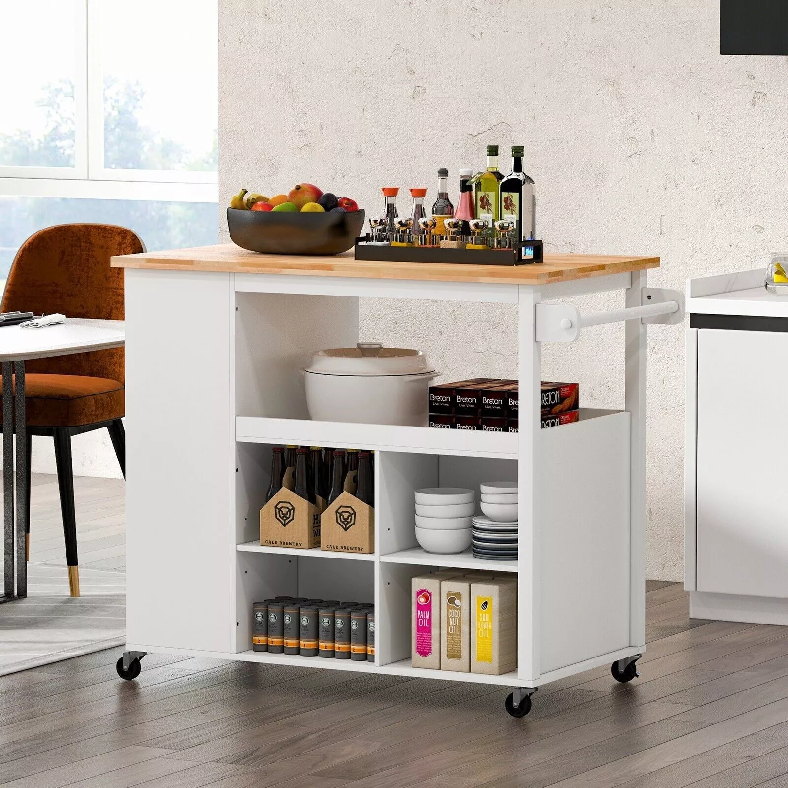 Harmon Kitchen Island With Wheels & Seating