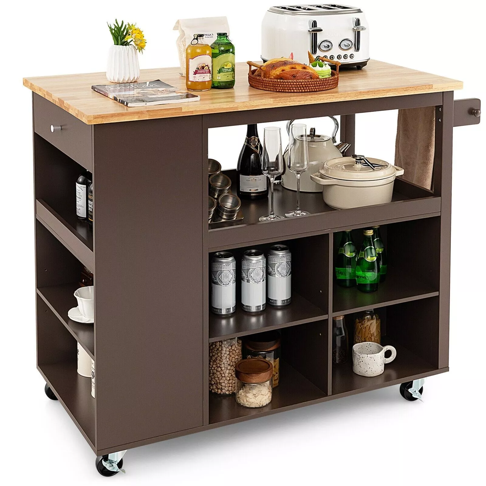 Harmon Kitchen Island With Wheels & Seating - Image 7
