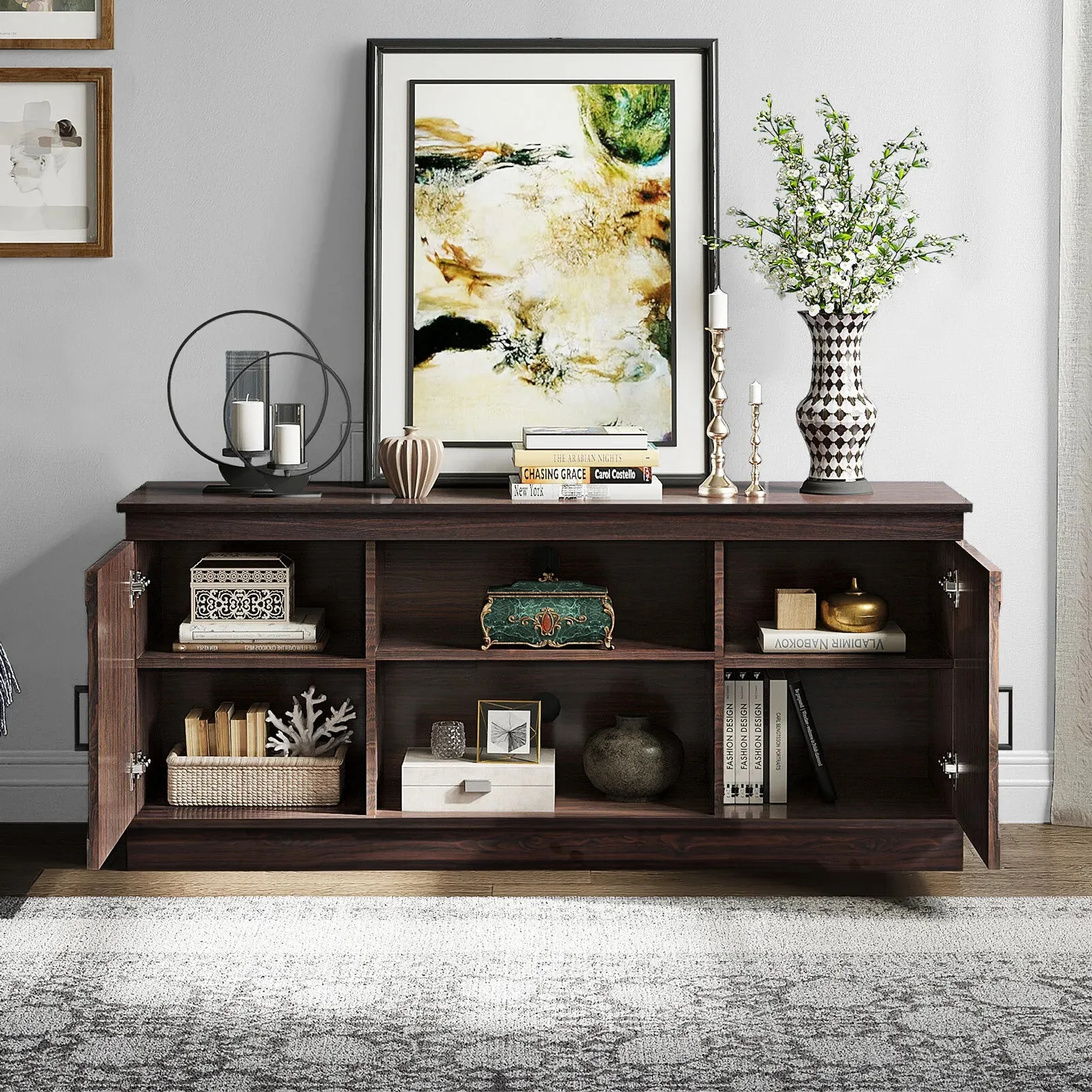 Harri Farmhouse Sideboard Buffet Cabinet - Image 2
