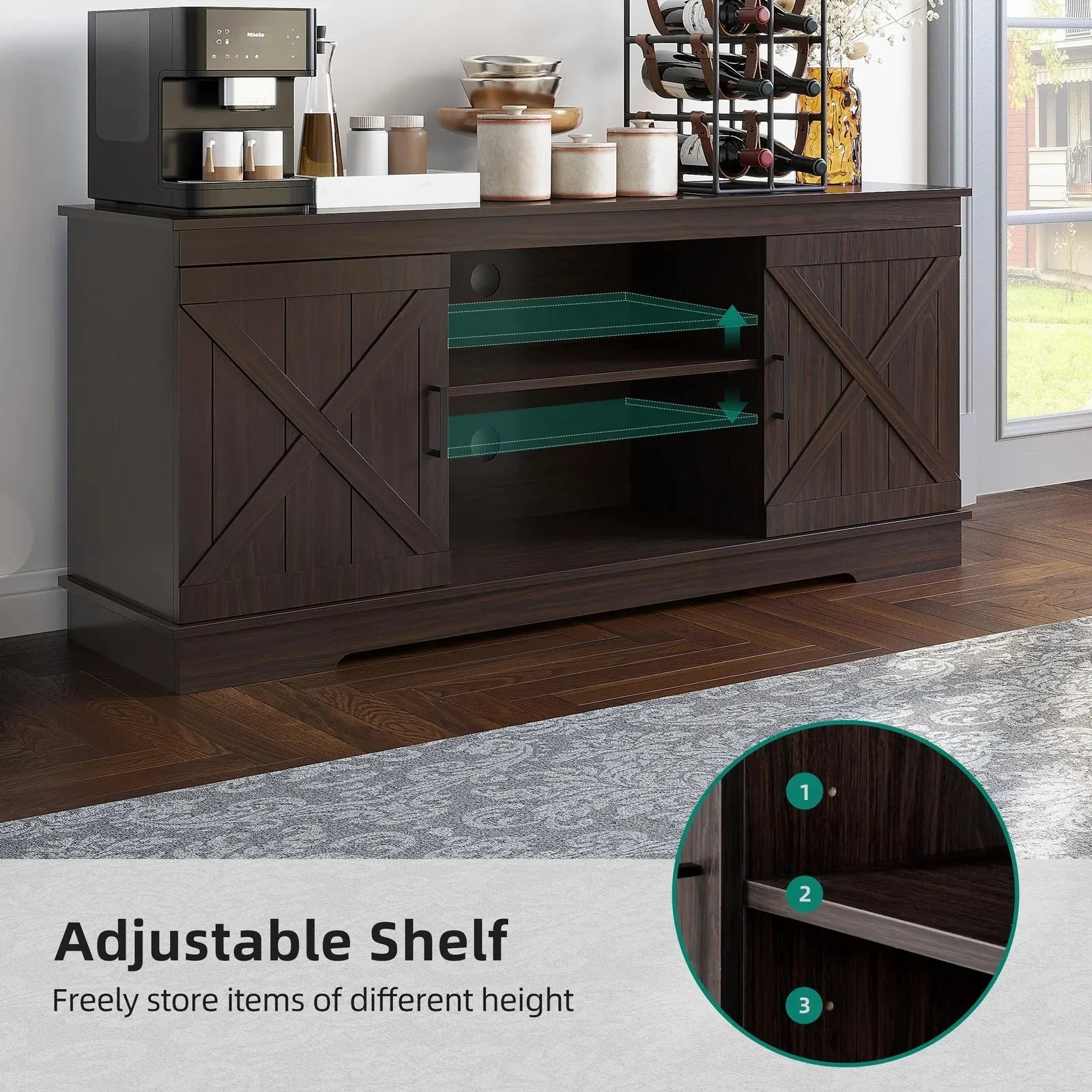 Harri Farmhouse Sideboard Buffet Cabinet - Image 5