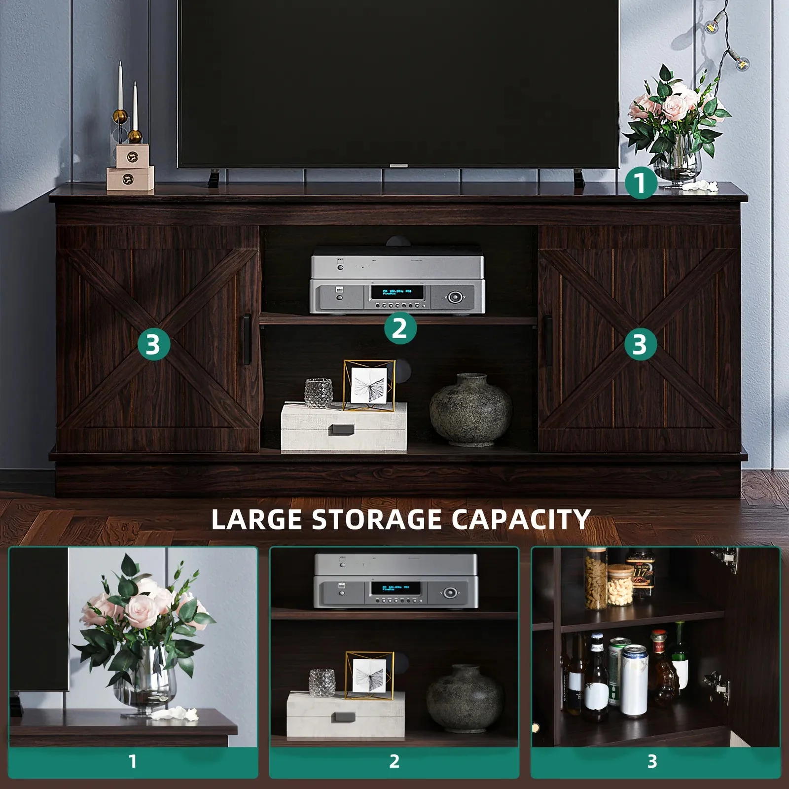 Harri Farmhouse Sideboard Buffet Cabinet - Image 6