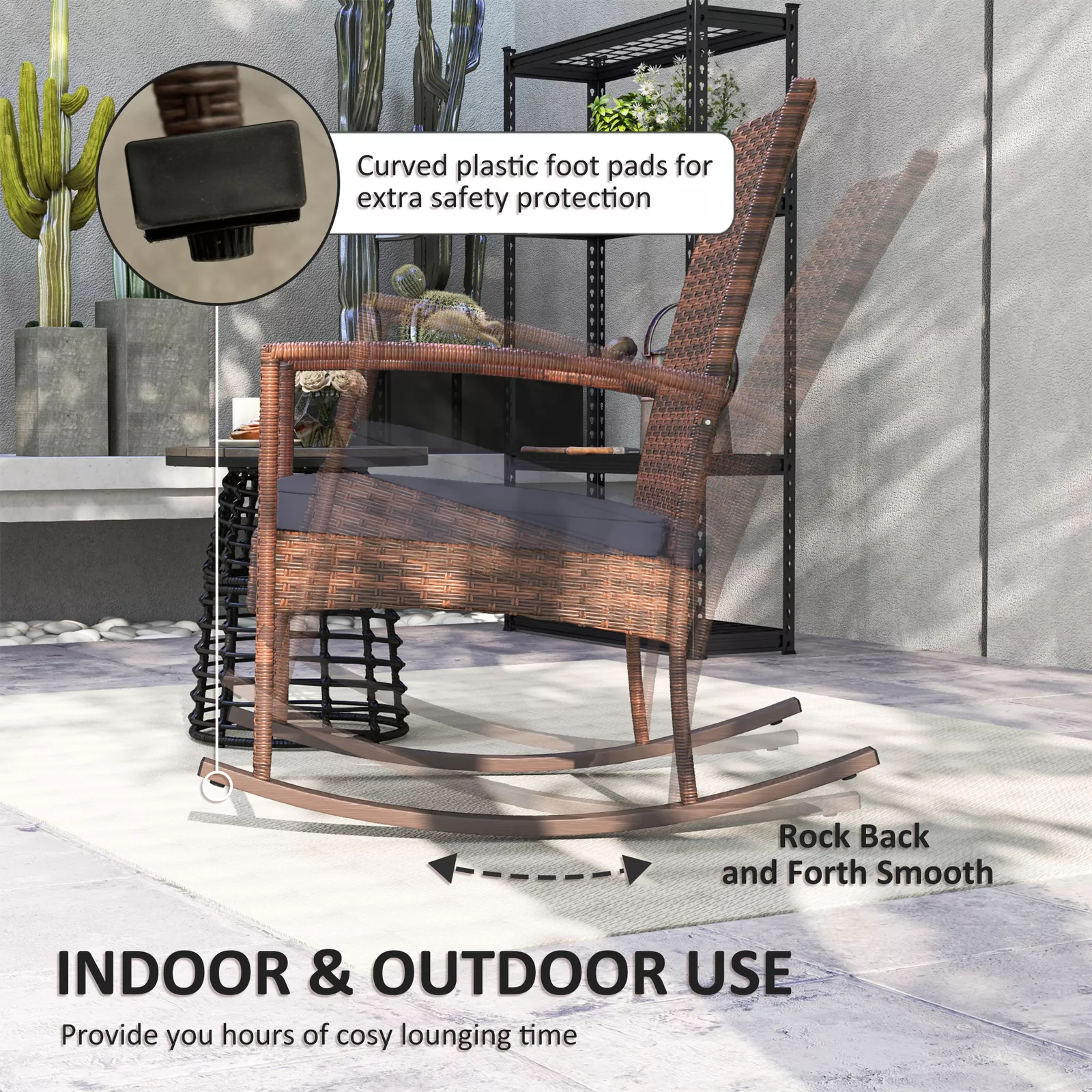Higgins Rattan Outdoor Patio Rocking Chair - Image 5